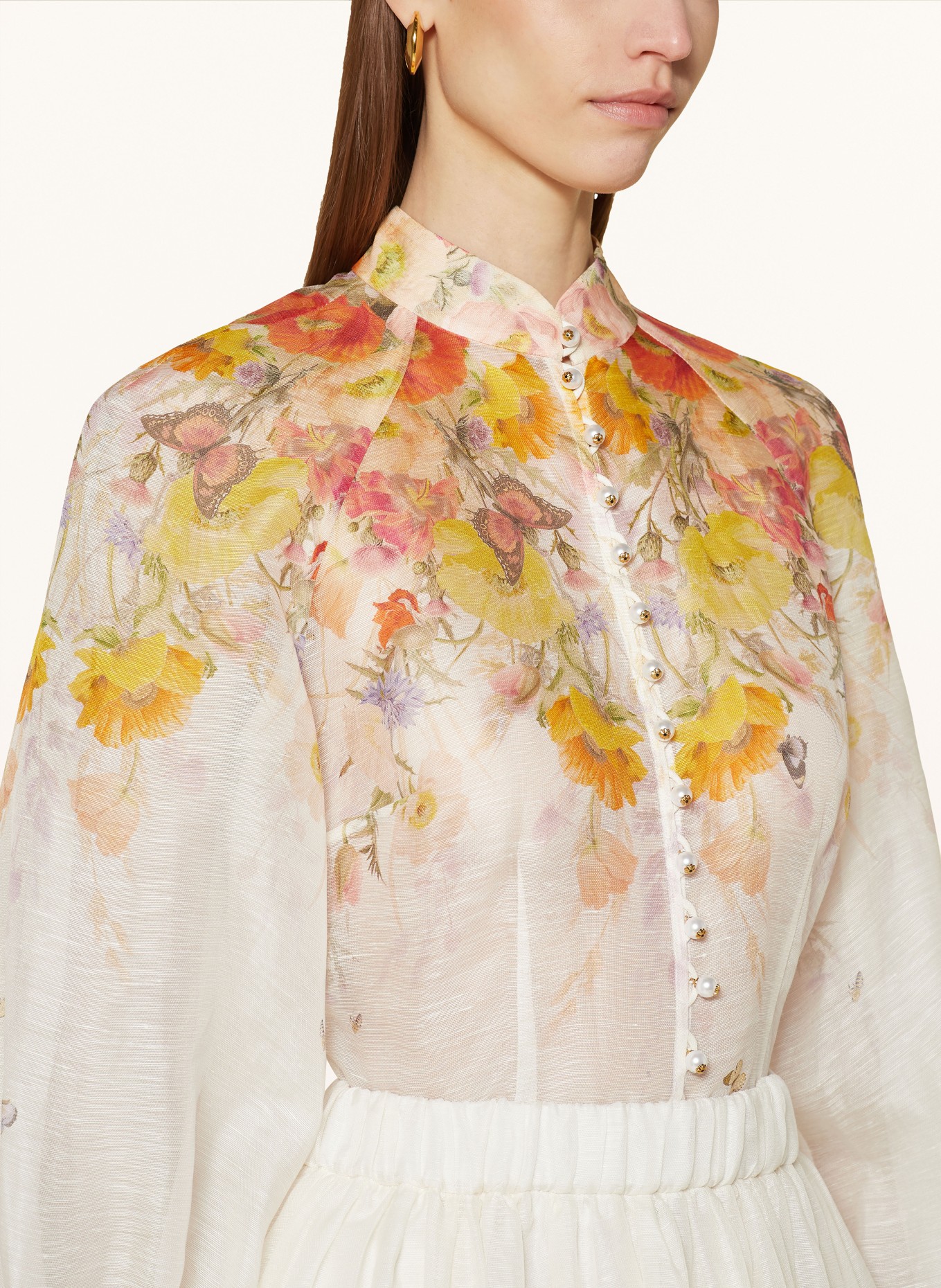 ZIMMERMANN Blouse TRANQUILLITY with linen and silk, Color: RED/ DARK YELLOW/ GREEN (Image 4)