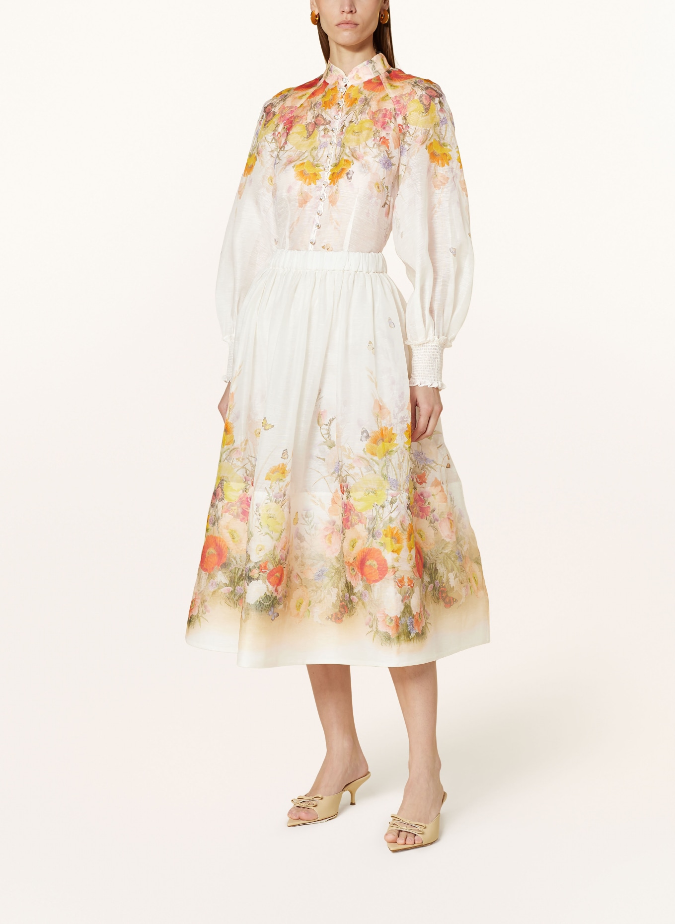 ZIMMERMANN Skirt TRANQUILITY with linen and silk, Color: CREAM/ ORANGE/ YELLOW (Image 2)