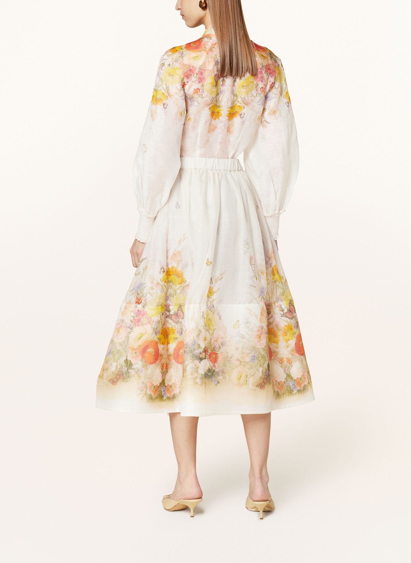 ZIMMERMANN Skirt TRANQUILITY with linen and silk, Color: CREAM/ ORANGE/ YELLOW (Image 3)