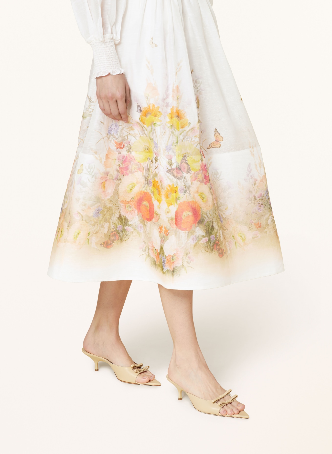 ZIMMERMANN Skirt TRANQUILITY with linen and silk, Color: CREAM/ ORANGE/ YELLOW (Image 4)