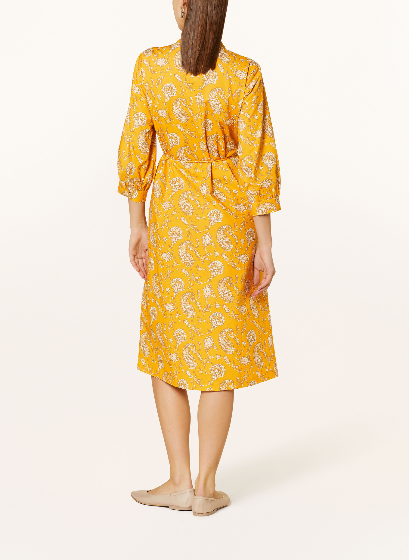 MAERZ MUENCHEN Shirt dress with 3/4 sleeves, Color: YELLOW/ WHITE/ BROWN (Image 3)