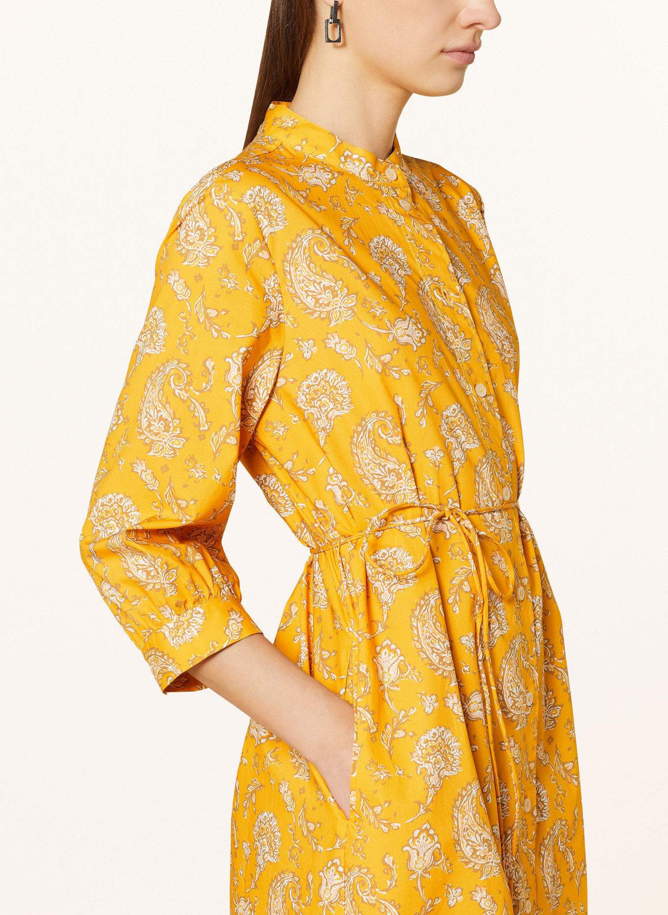 MAERZ MUENCHEN Shirt dress with 3/4 sleeves, Color: YELLOW/ WHITE/ BROWN (Image 4)