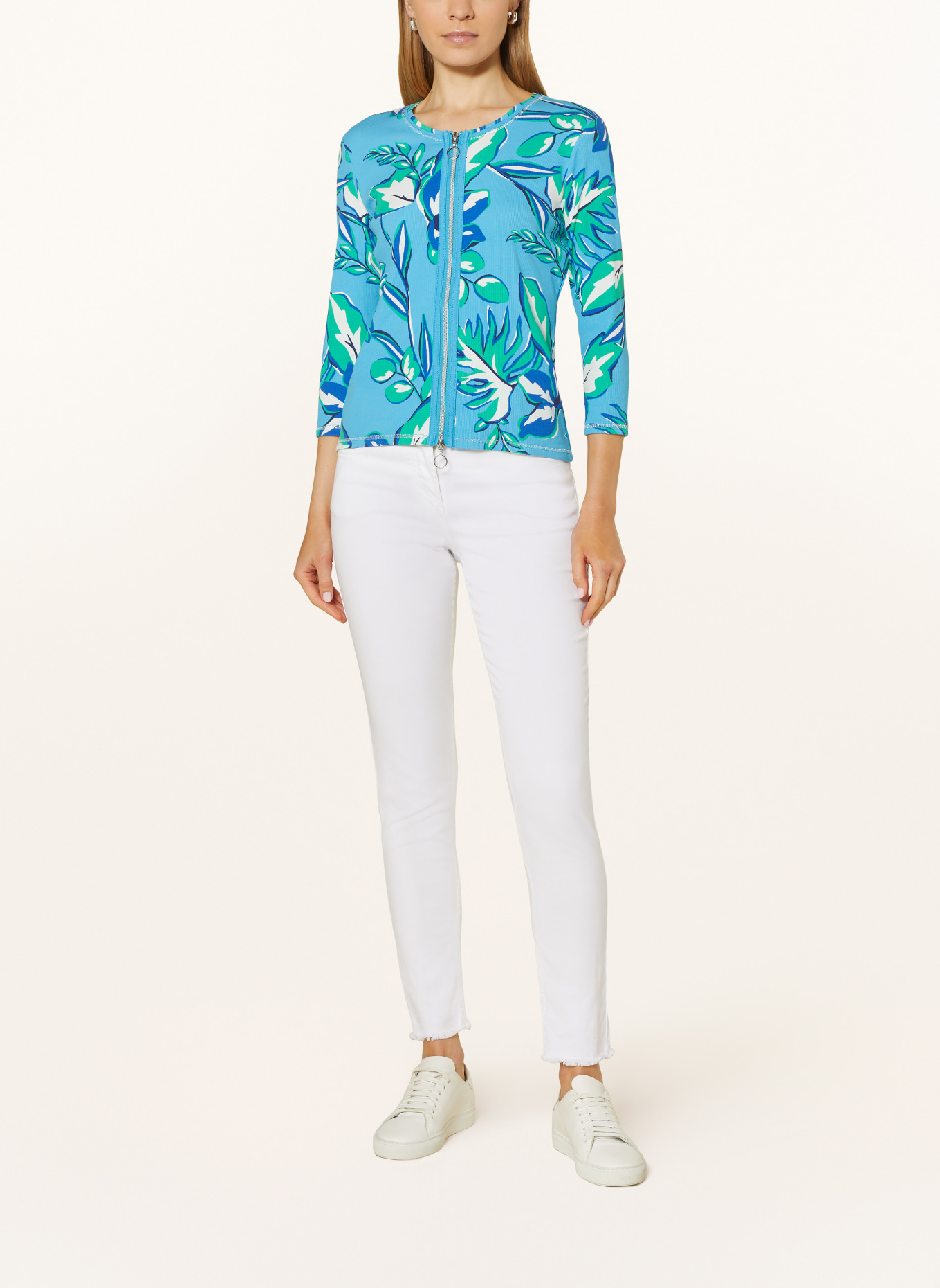 Betty Barclay Cardigan with 3/4 sleeves, Color: BLUE/ WHITE/ GREEN (Image 2)