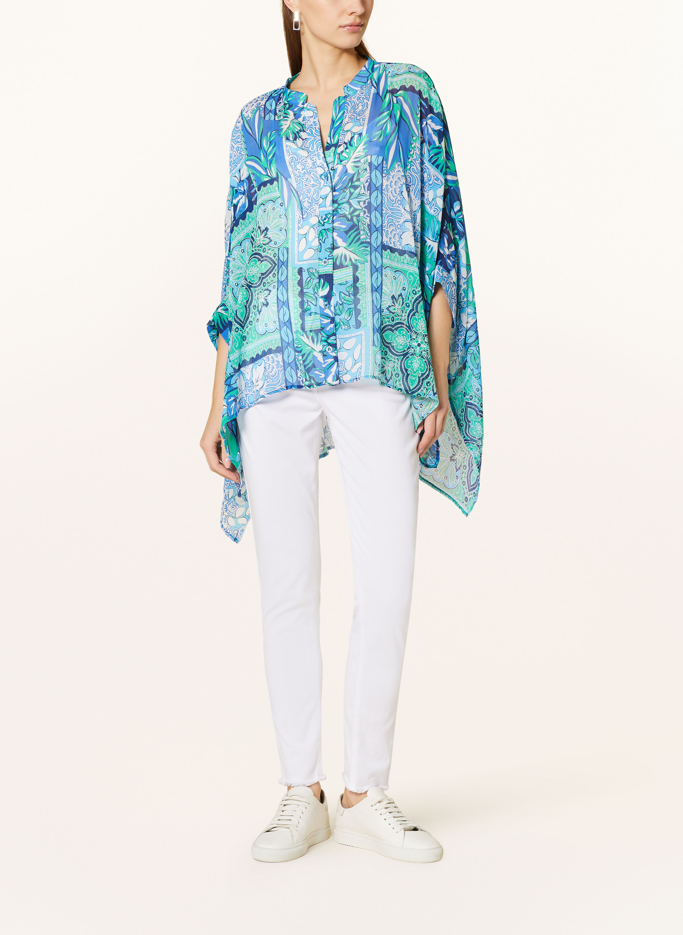 Betty Barclay Blouse with 3/4 sleeves, Color: BLUE/ LIGHT BLUE/ GREEN (Image 2)