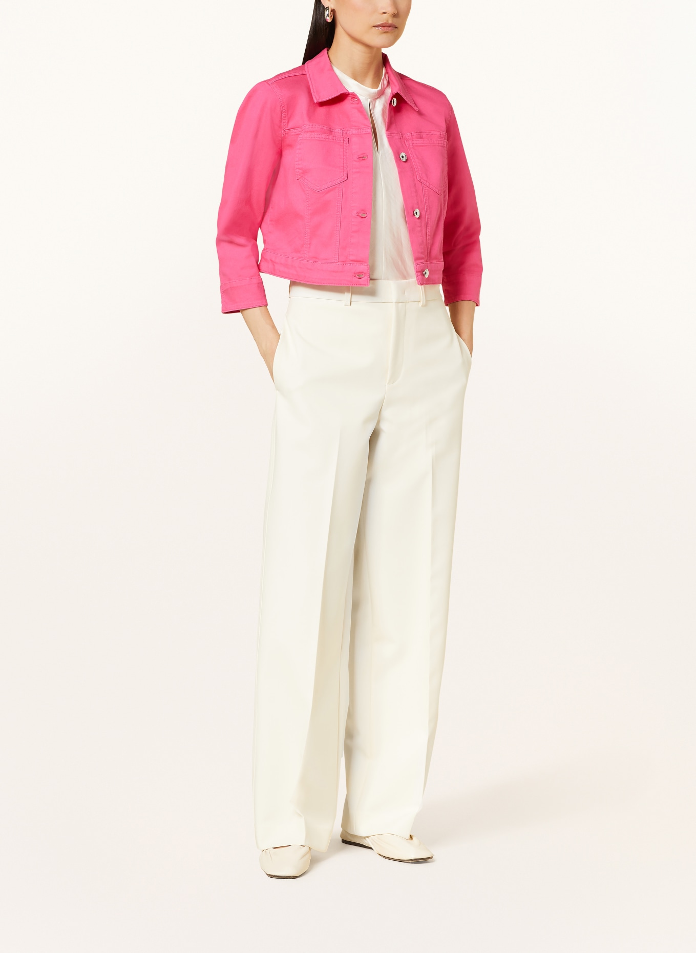 Betty Barclay Cropped denim jacket with 3/4 sleeves, Color: PINK (Image 2)