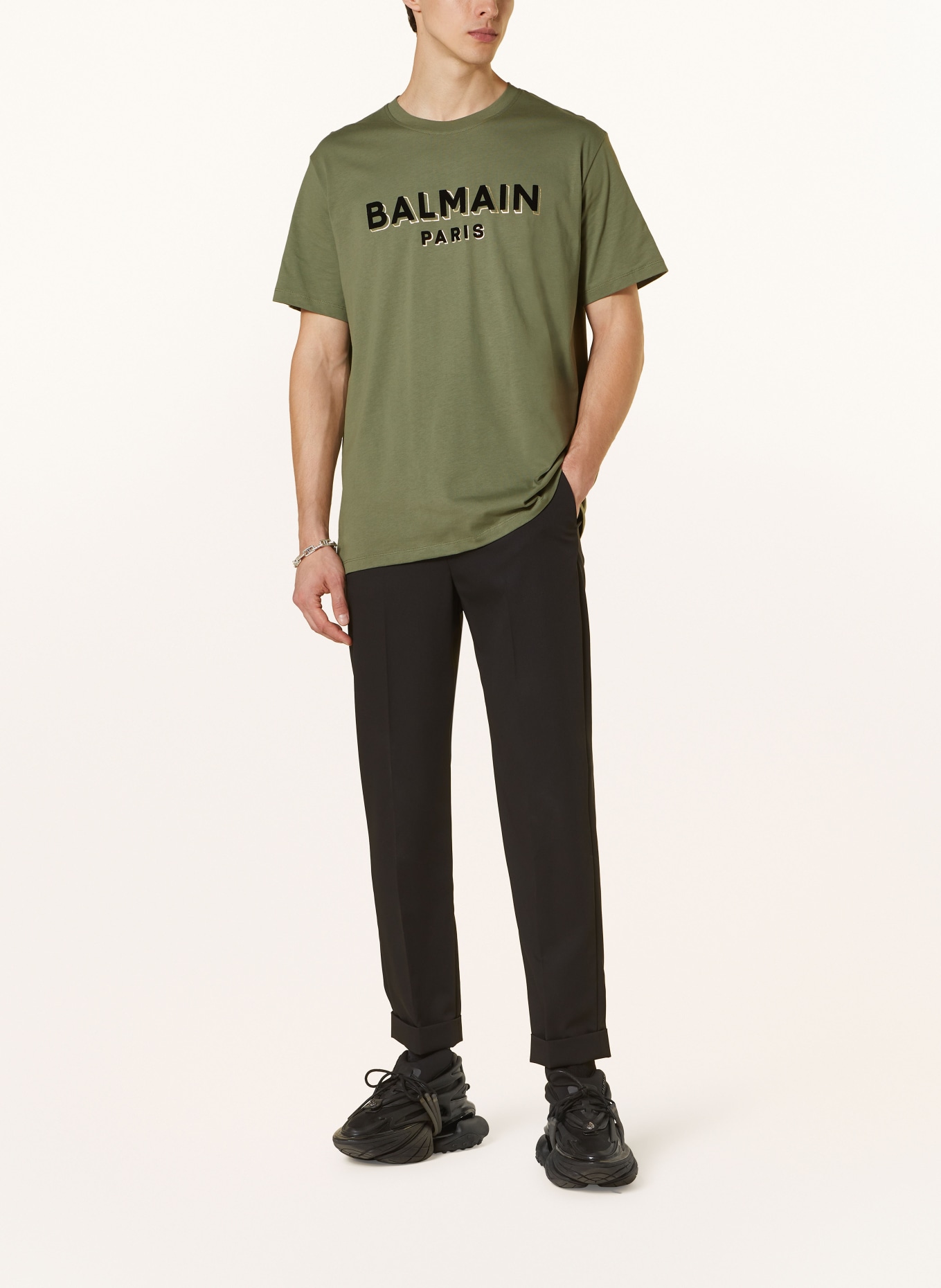 BALMAIN T-shirt, Kolor: KHAKI/ CZARNY (Obrazek 2)