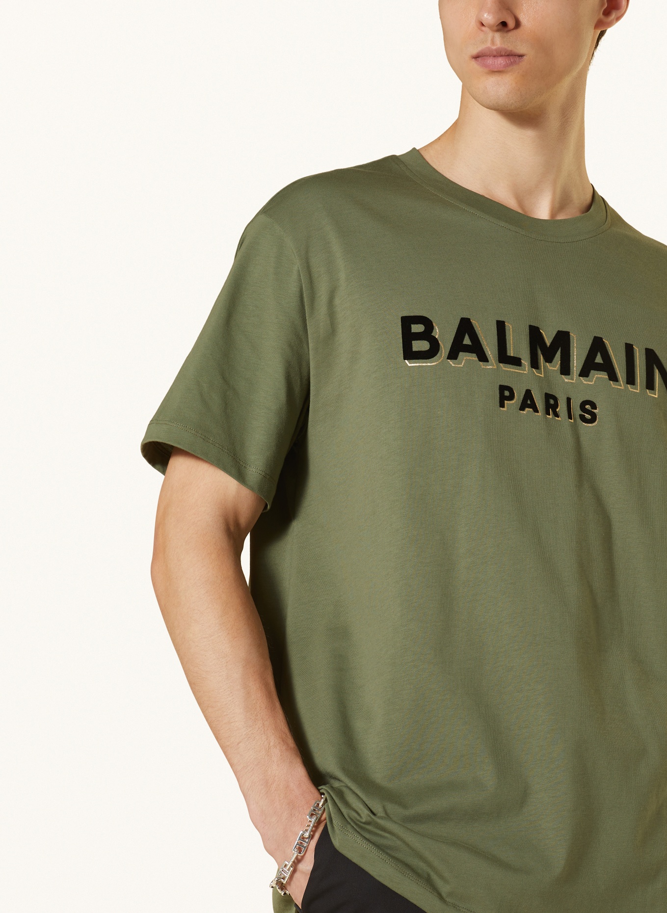 BALMAIN T-shirt, Kolor: KHAKI/ CZARNY (Obrazek 4)
