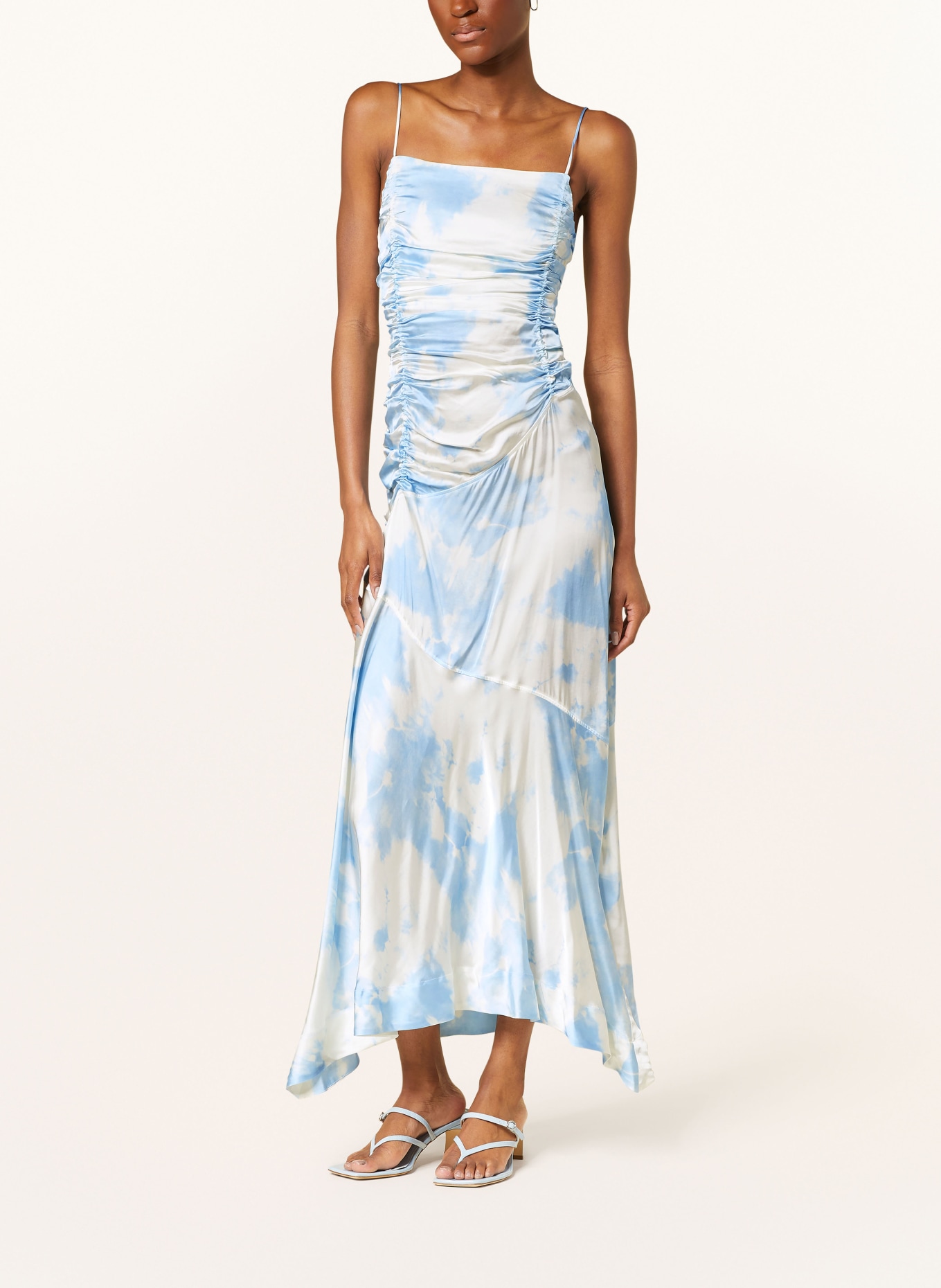 GANNI Satin dress, Color: LIGHT BLUE/ WHITE (Image 2)