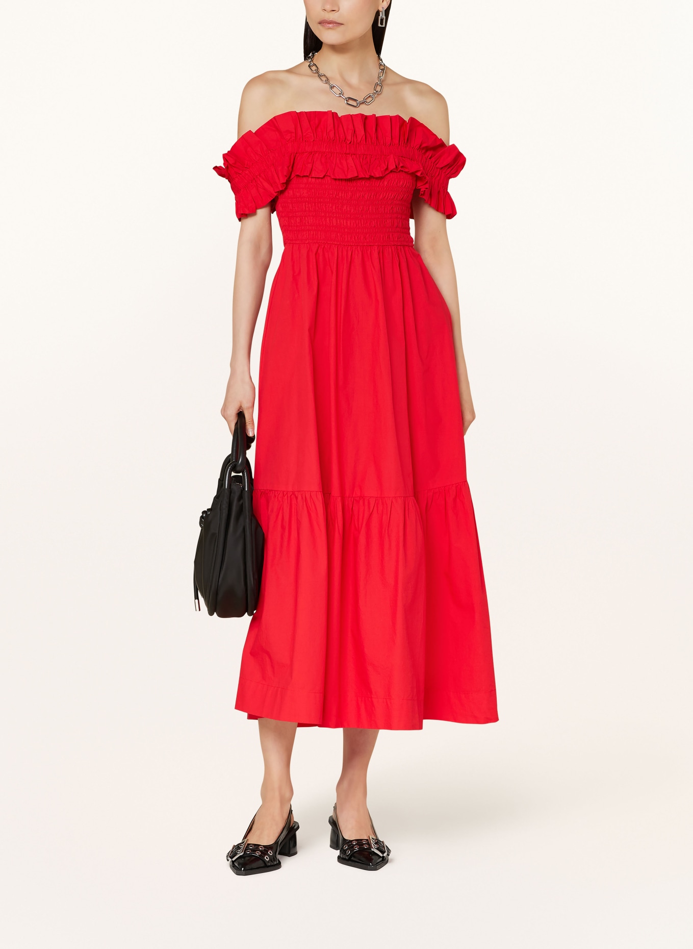 GANNI Cold-shoulder dress, Color: RED (Image 2)