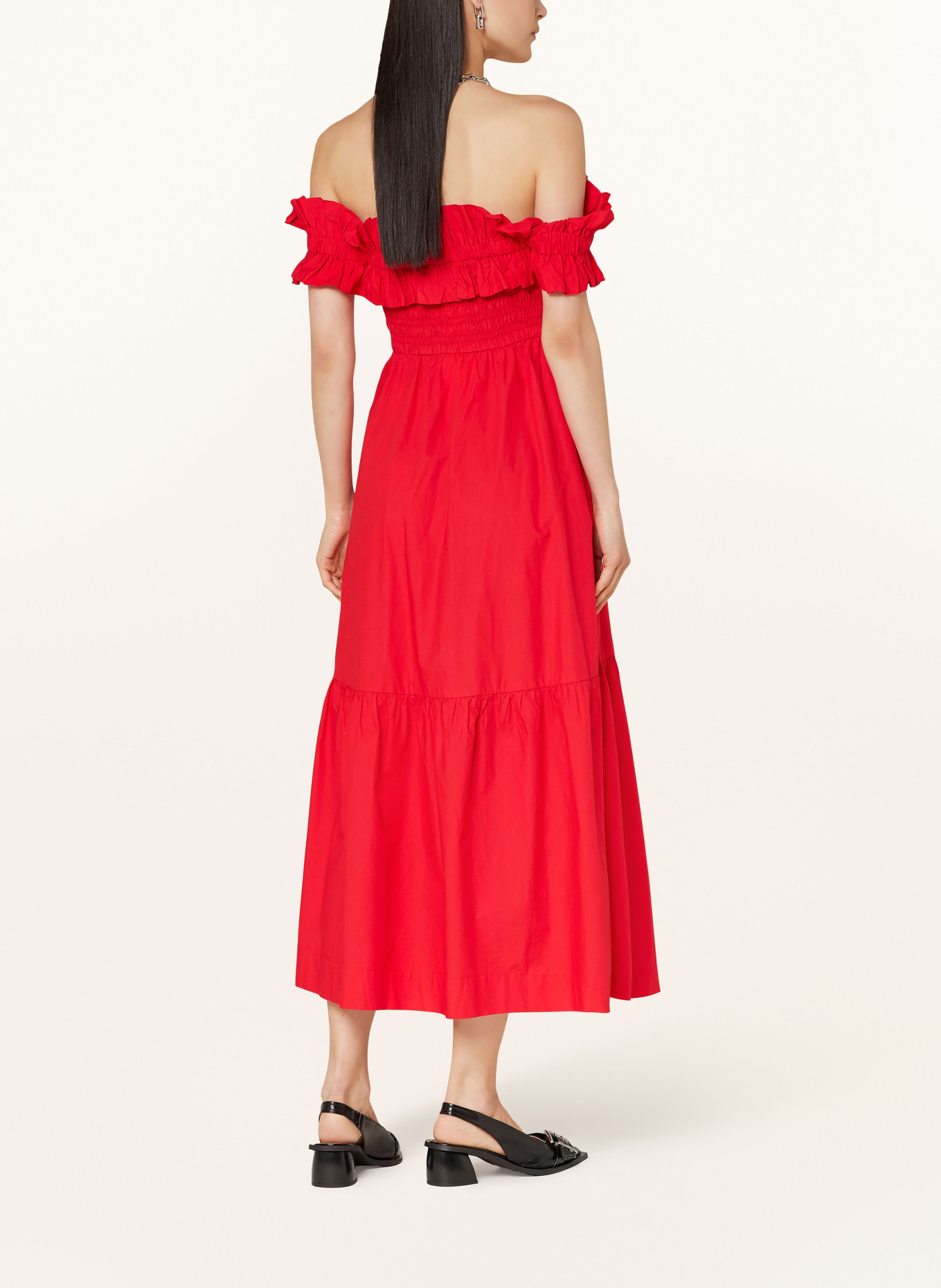 GANNI Cold-shoulder dress, Color: RED (Image 3)
