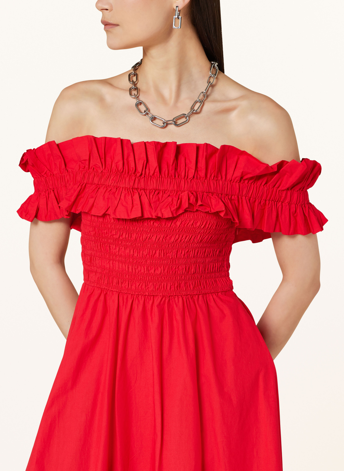 GANNI Cold-shoulder dress, Color: RED (Image 4)