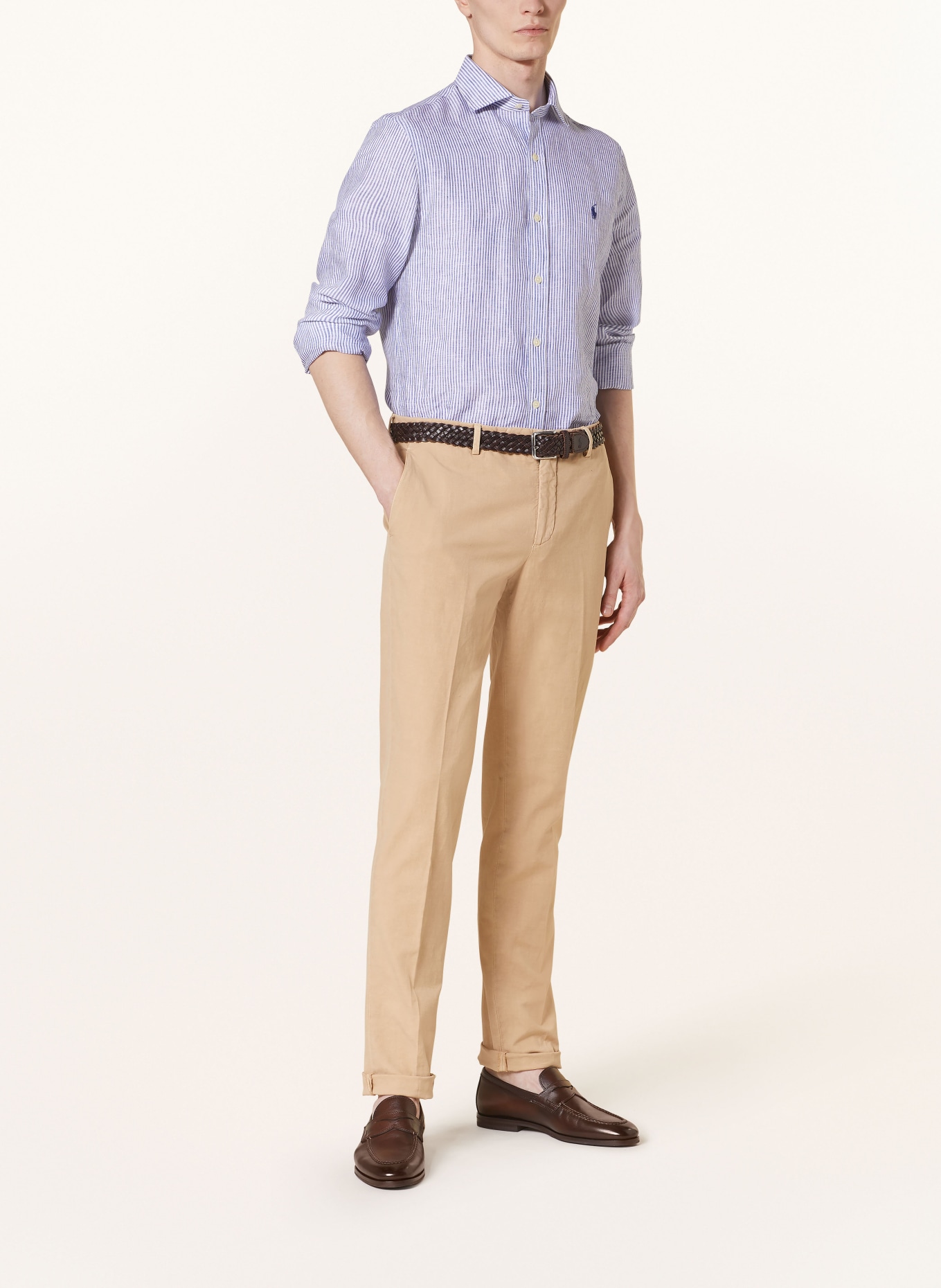 POLO RALPH LAUREN Linen shirt slim fit, Color: WHITE/ BLUE (Image 2)