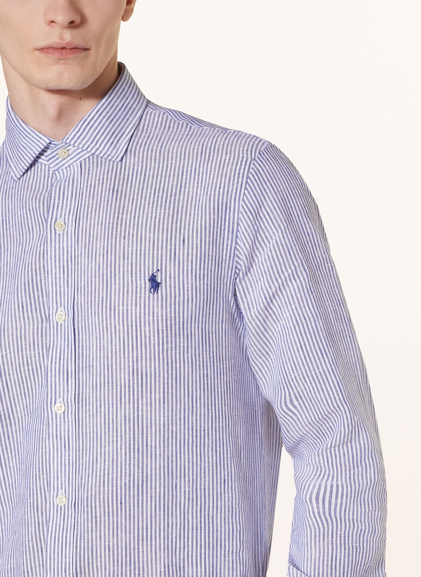 POLO RALPH LAUREN Linen shirt slim fit, Color: WHITE/ BLUE (Image 4)