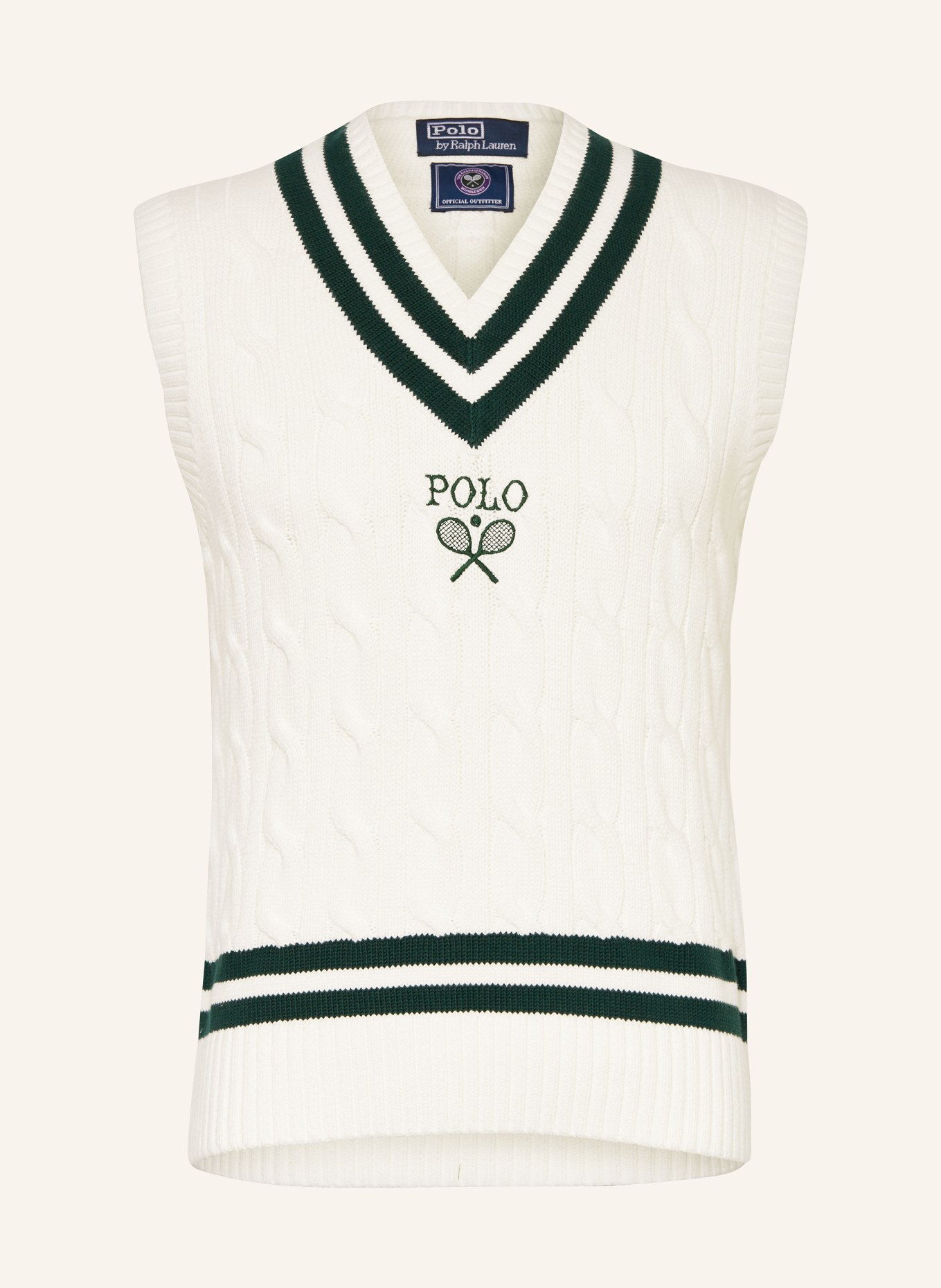 POLO RALPH LAUREN Sweater vest, Color: WHITE/ DARK GREEN (Image 1)