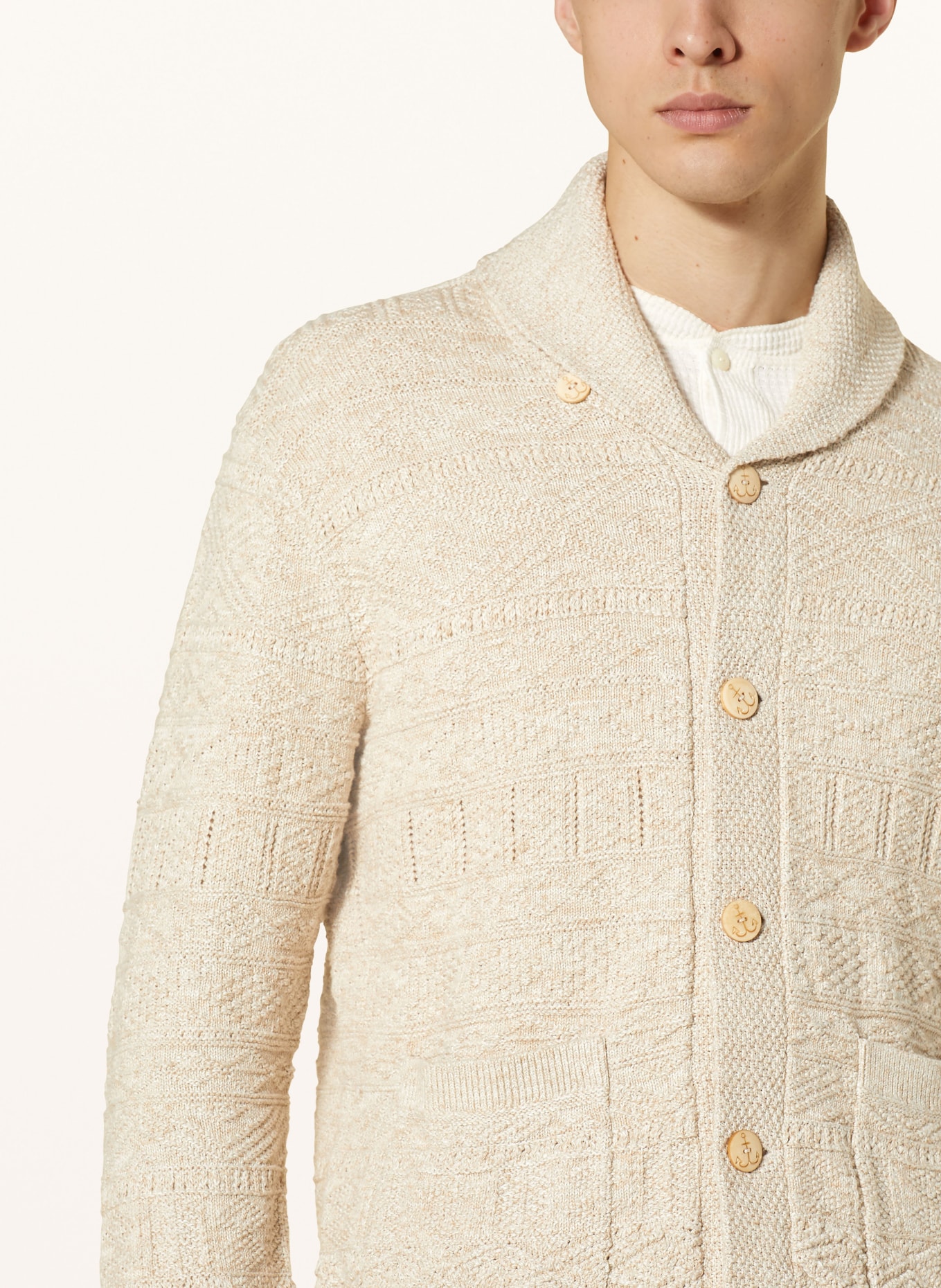 RRL Cardigan with linen, Color: CREAM (Image 4)