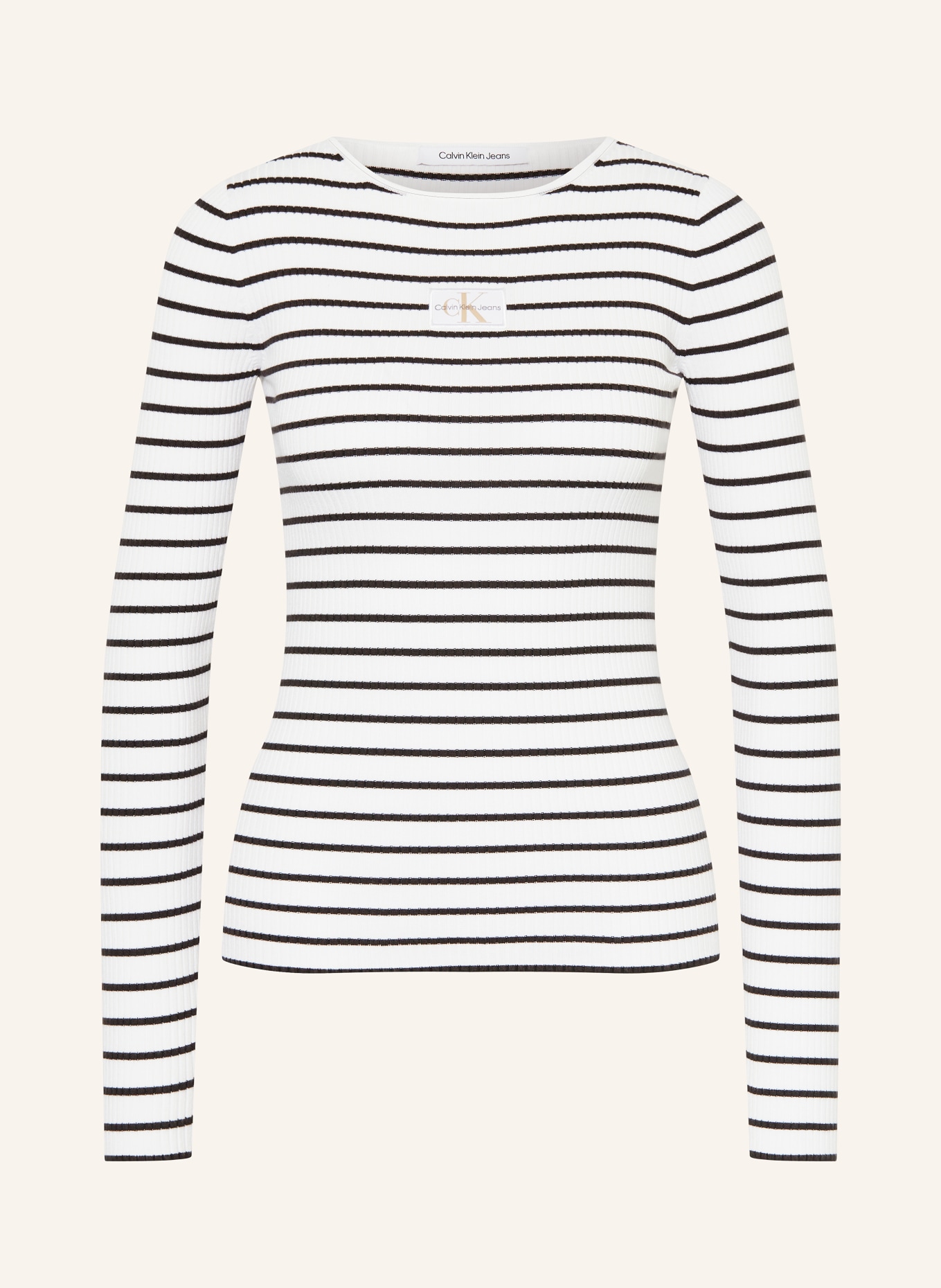 Calvin Klein Jeans Koszulka z długim rękawem, Kolor: BIAŁY/ CZARNY (Obrazek 1)