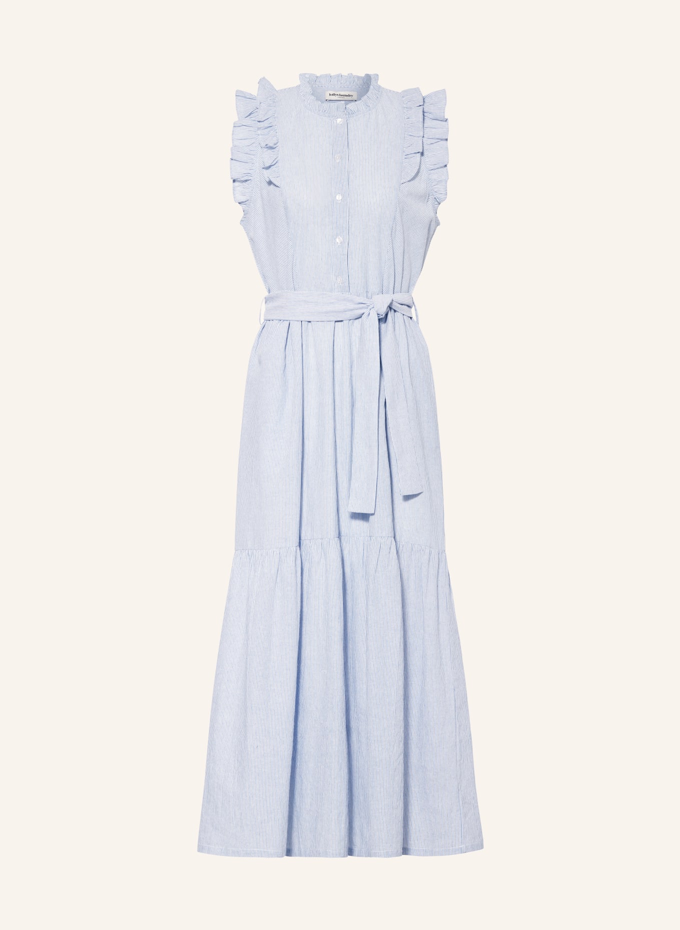 lollys laundry Kleid HARRIETLL mit Rüschen, Farbe: HELLBLAU/ WEISS (Bild 1)
