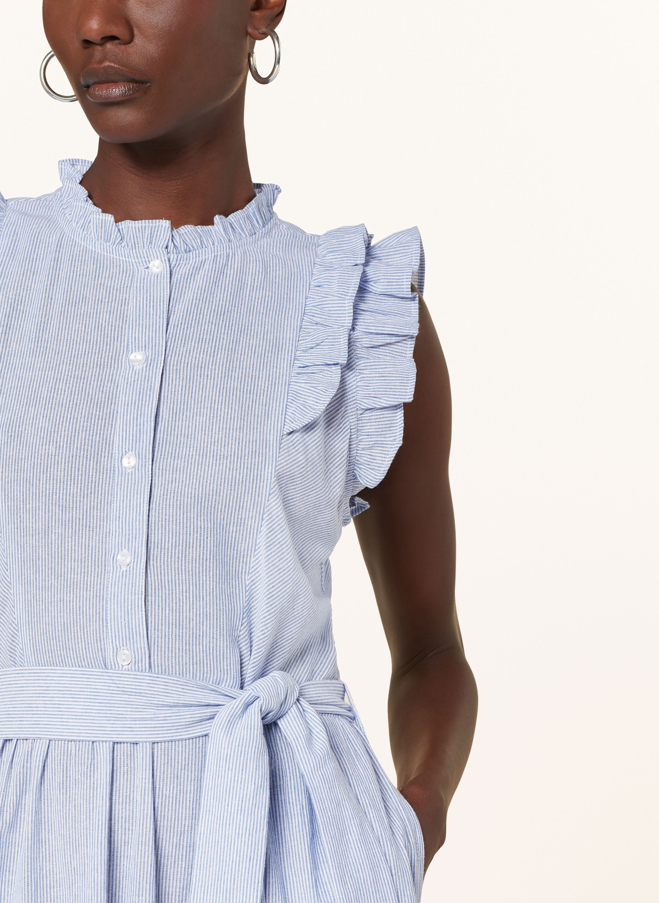 lollys laundry Dress HARRIETLL with ruffles, Color: LIGHT BLUE/ WHITE (Image 4)