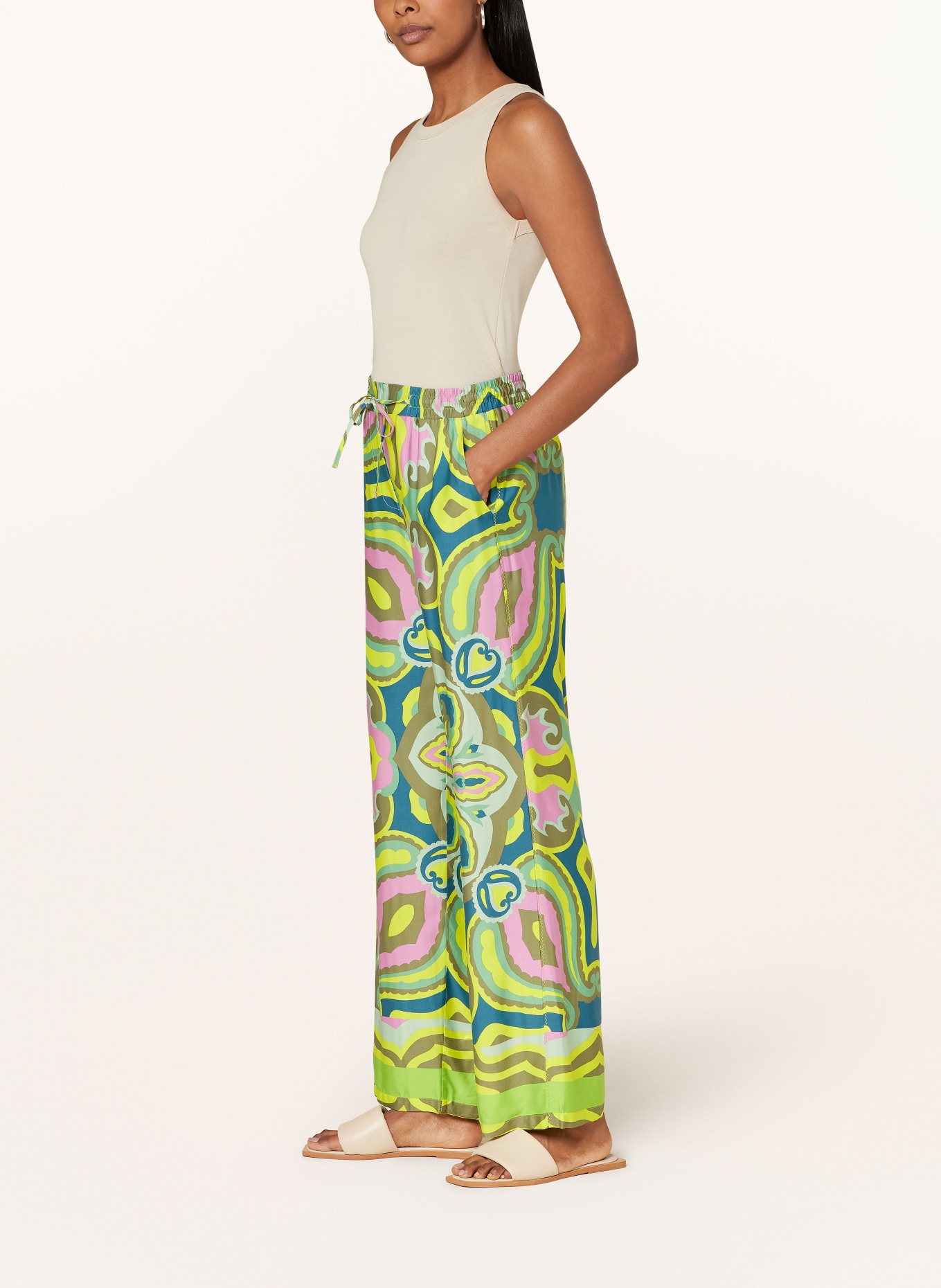 Smith & Soul Wide leg trousers, Color: YELLOW/ GREEN/ PINK (Image 4)