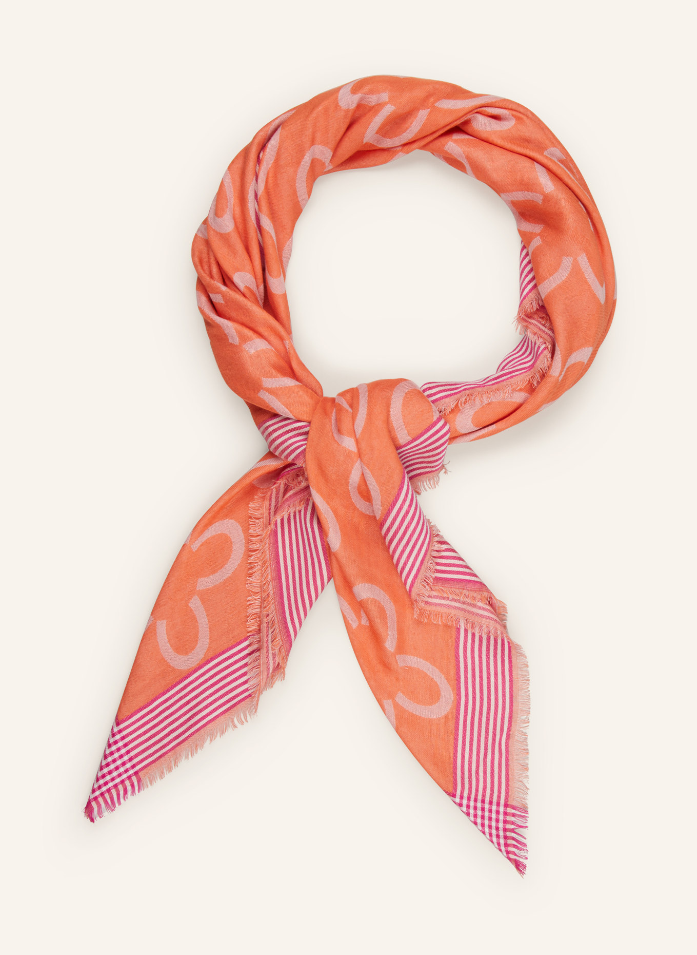 CODELLO Jacquard scarf, Color: ORANGE/ PINK/ ECRU (Image 2)