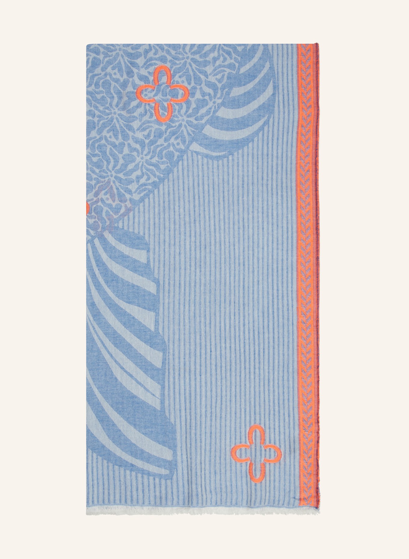CODELLO Jacquard-Schal, Farbe: BLAU/ HELLBLAU/ NEONORANGE (Bild 1)