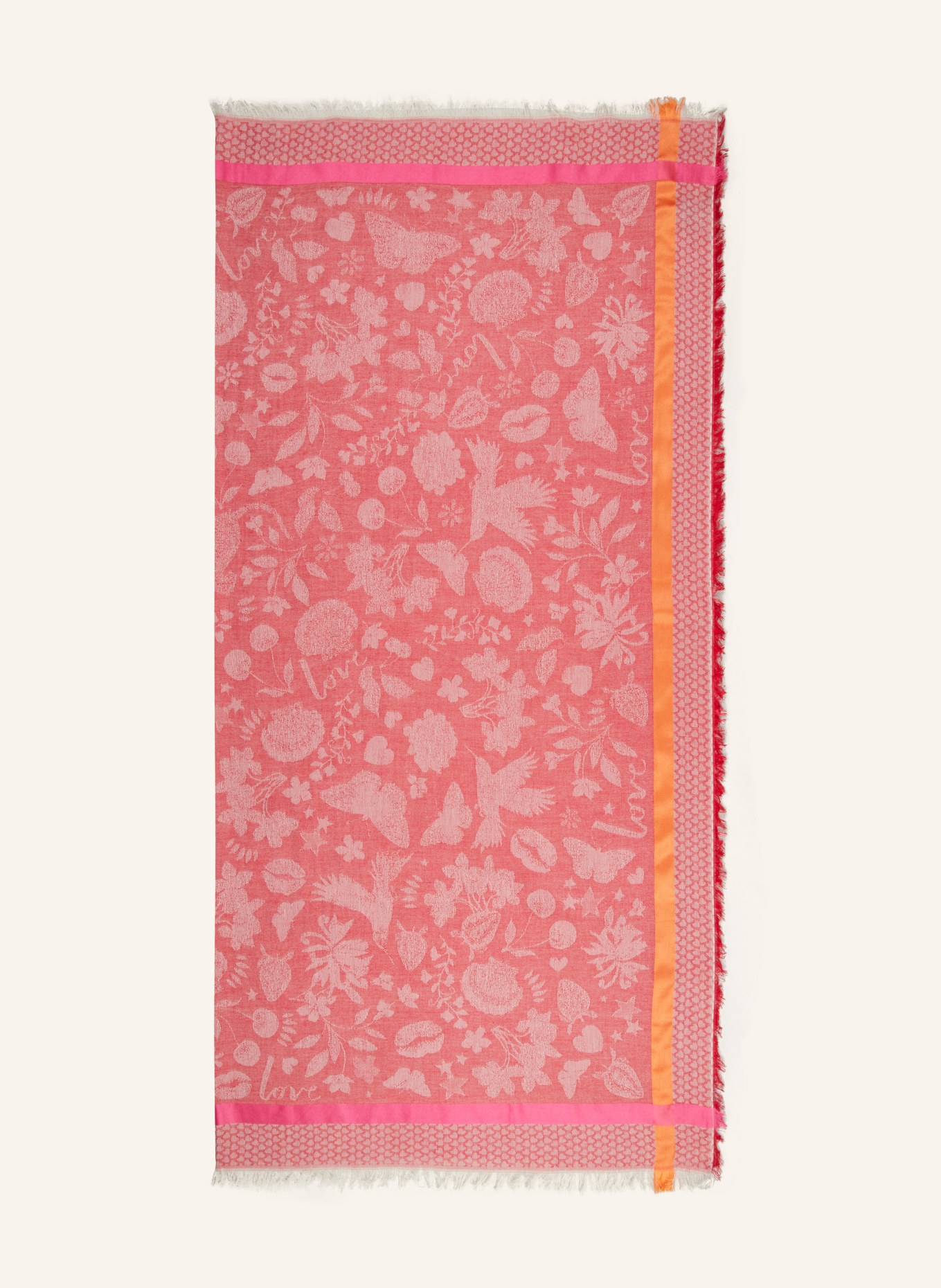 CODELLO Jacquard scarf, Color: RED/ PINK/ ORANGE (Image 1)