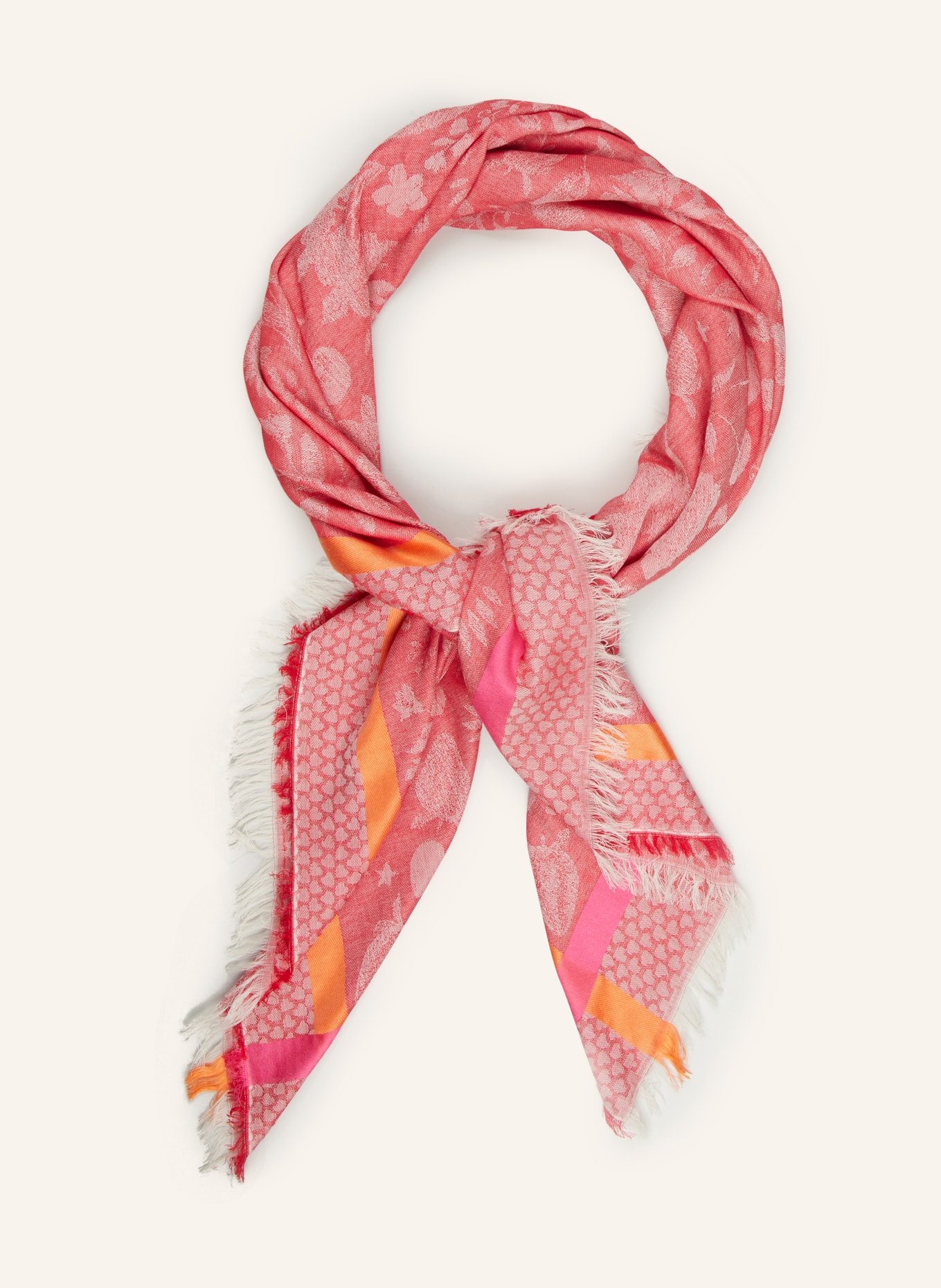 CODELLO Jacquard scarf, Color: RED/ PINK/ ORANGE (Image 2)