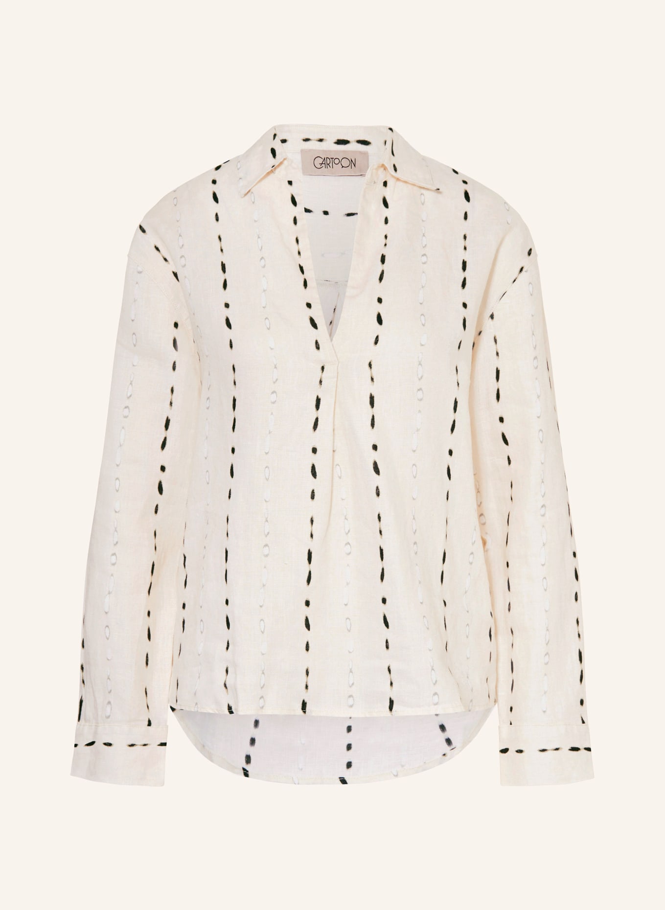CARTOON Shirt blouse made of linen, Color: CREAM/ BLACK/ WHITE (Image 1)