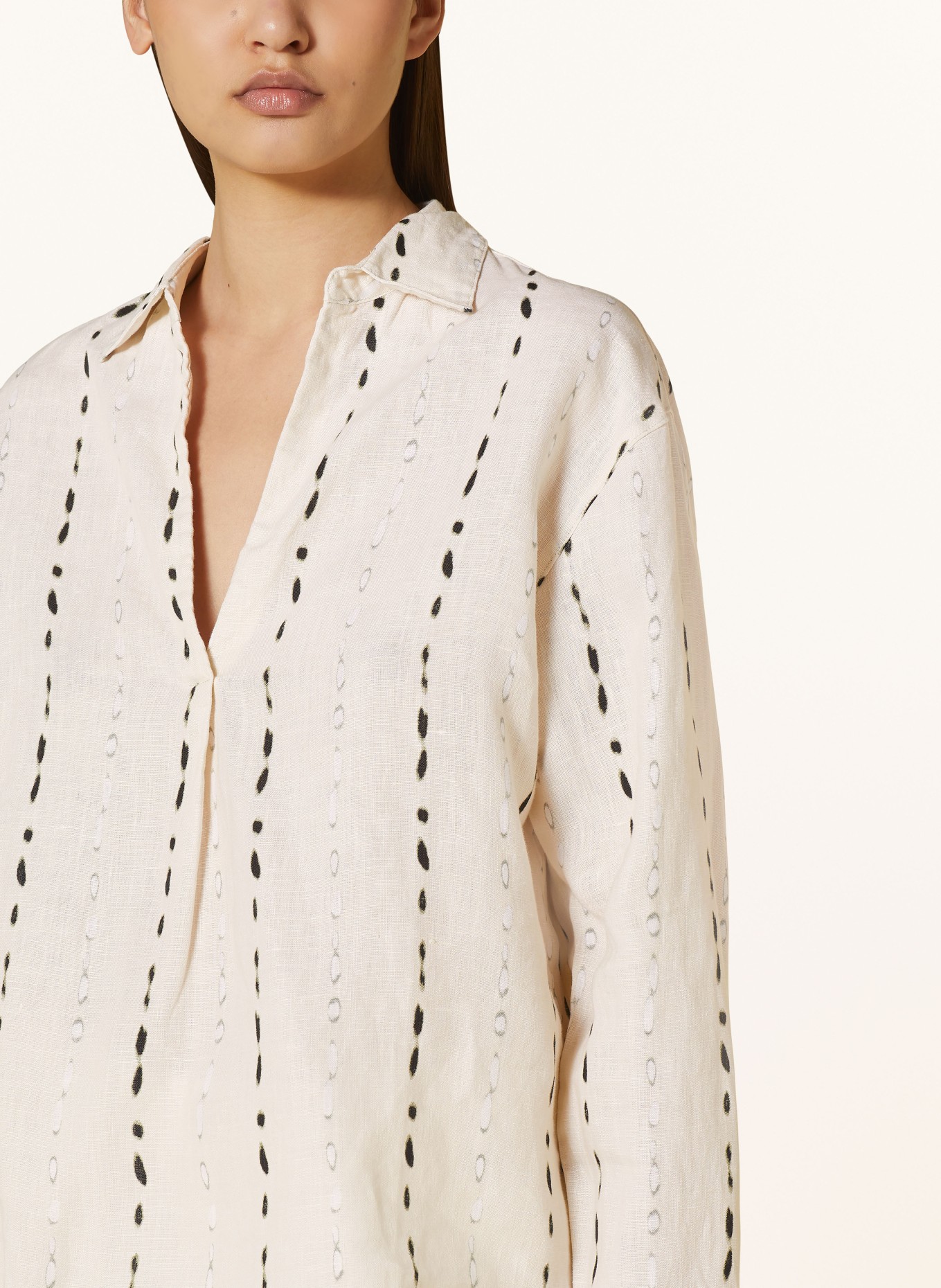 CARTOON Shirt blouse made of linen, Color: CREAM/ BLACK/ WHITE (Image 4)
