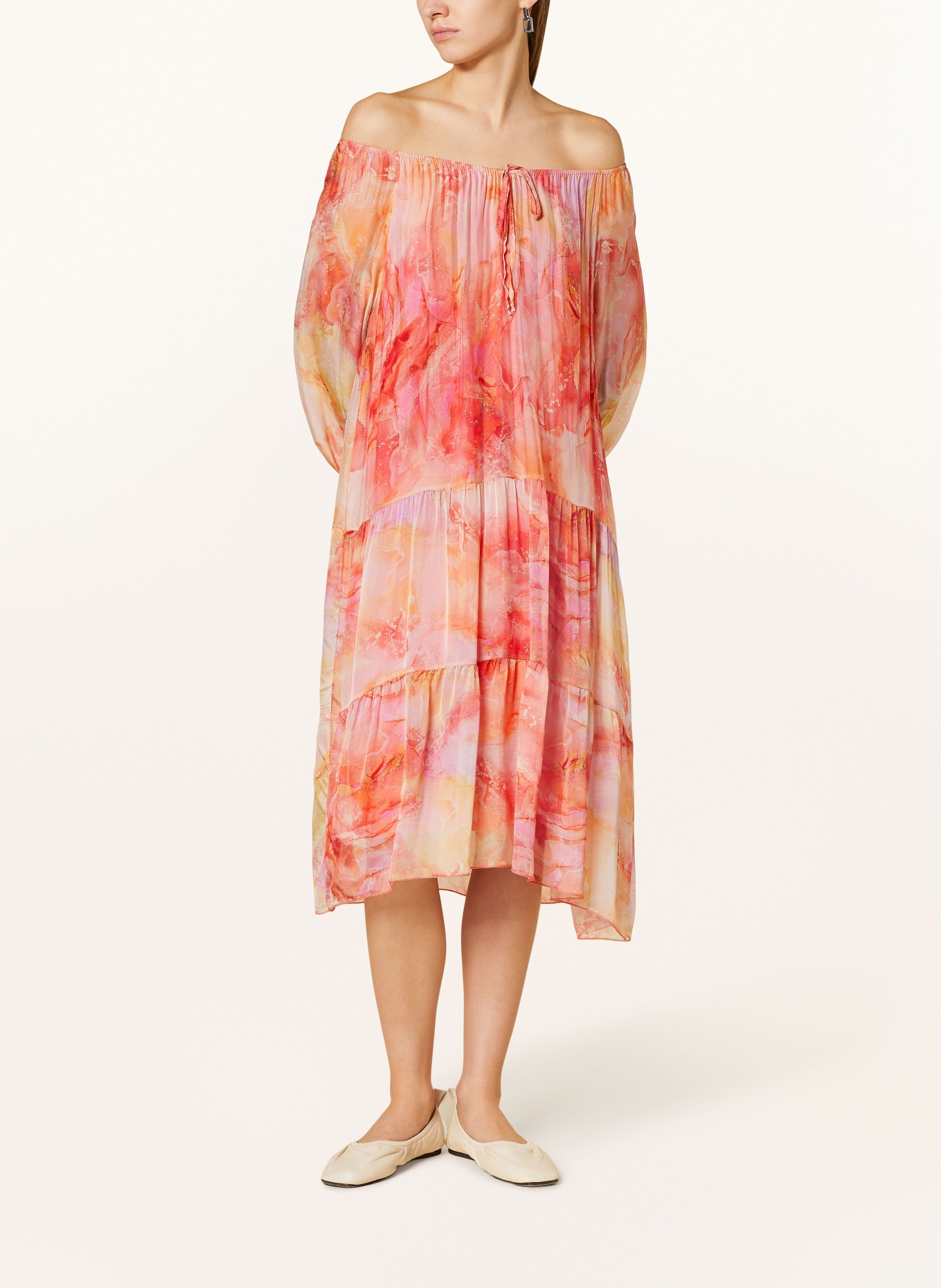 CARTOON Dress with 3/4 sleeves, Color: ORANGE/ YELLOW/ LIGHT PURPLE (Image 2)
