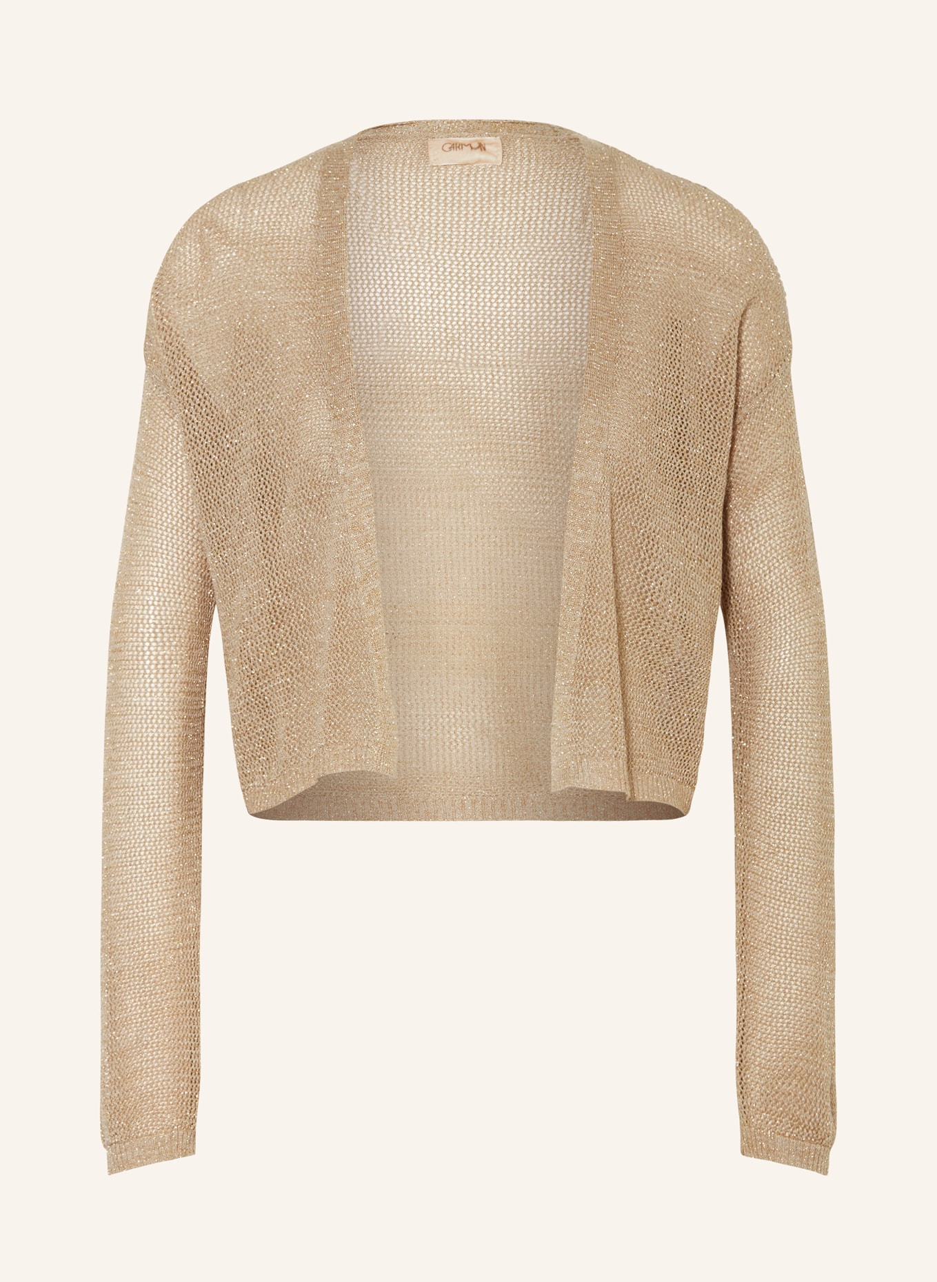 CARTOON Knit cardigan with glitter thread, Color: BEIGE/ GOLD (Image 1)
