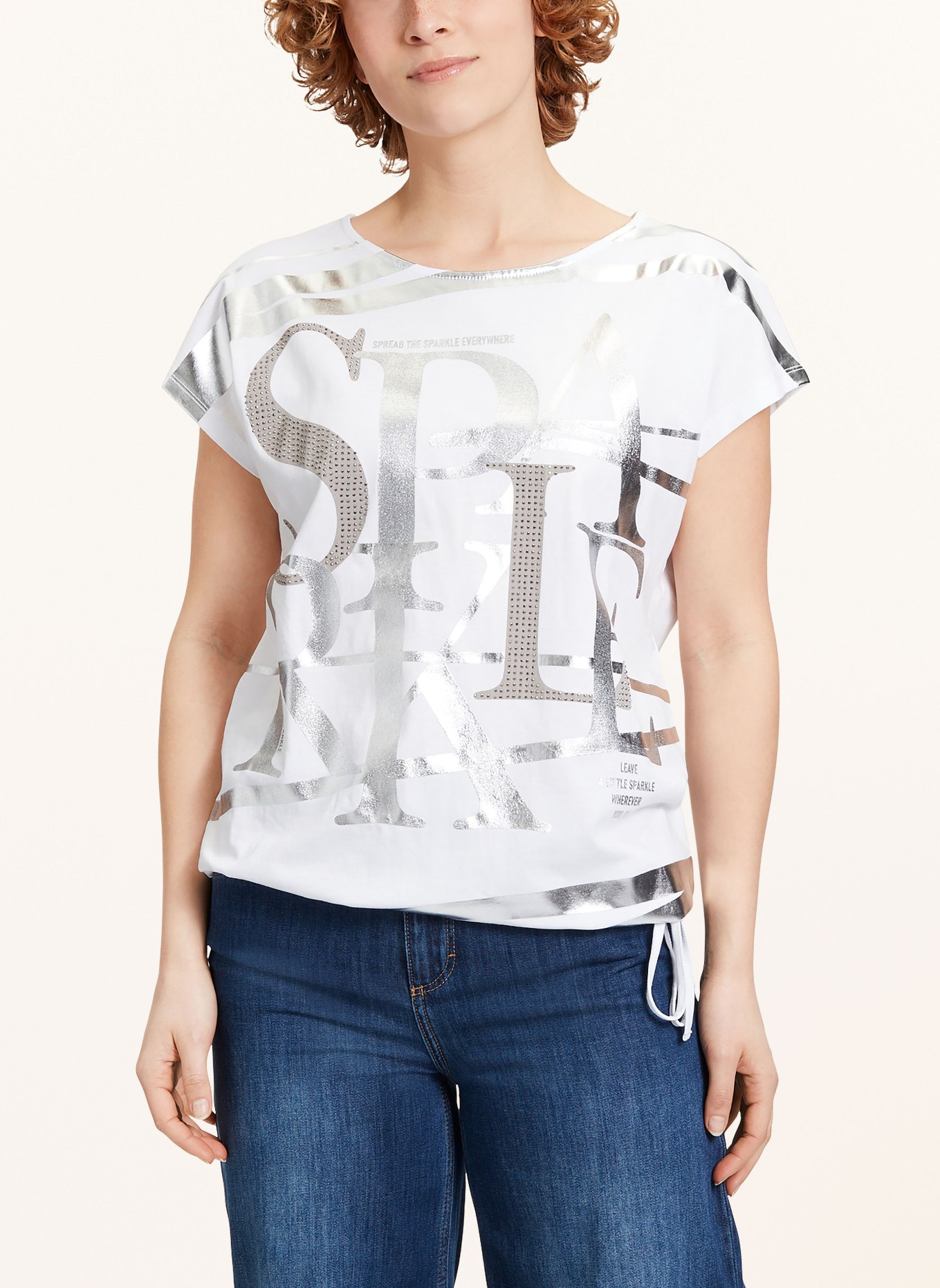 CARTOON T-shirt with decorative gems, Color: WHITE/ SILVER (Image 2)