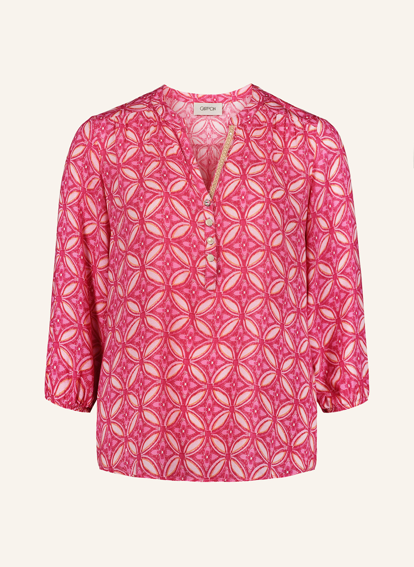CARTOON Shirt blouse with 3/4 sleeves, Color: PINK/ LIGHT PINK/ LIGHT ORANGE (Image 1)