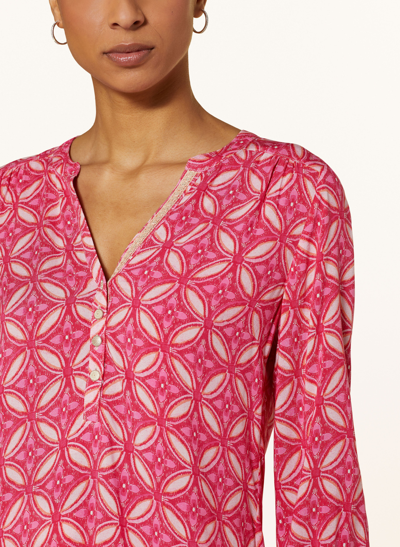 CARTOON Shirt blouse with 3/4 sleeves, Color: PINK/ LIGHT PINK/ LIGHT ORANGE (Image 4)