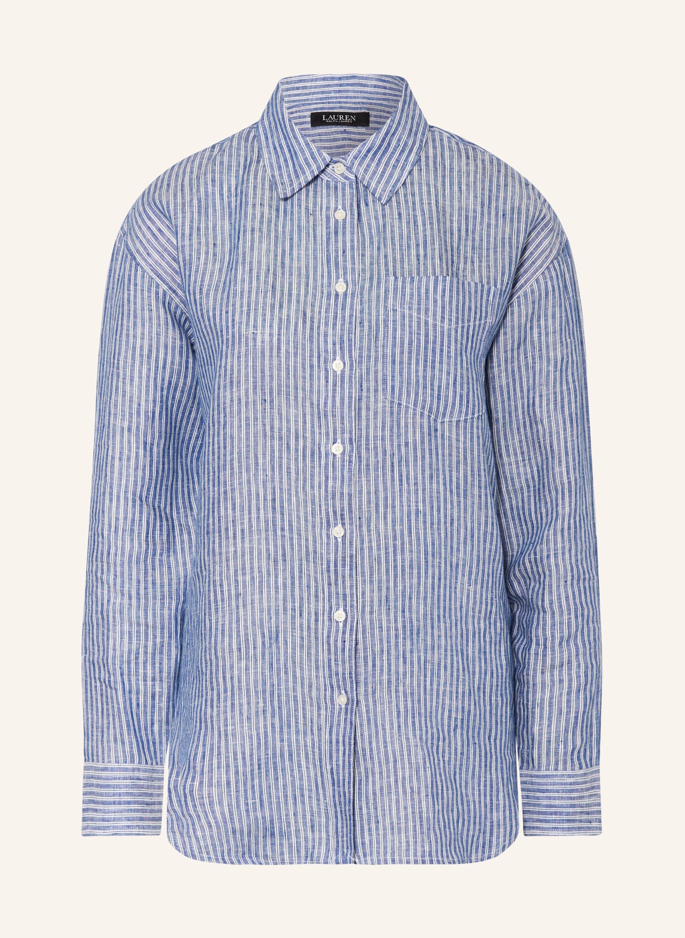 LAUREN RALPH LAUREN Shirt blouse made of linen, Color: BLUE/ WHITE (Image 1)