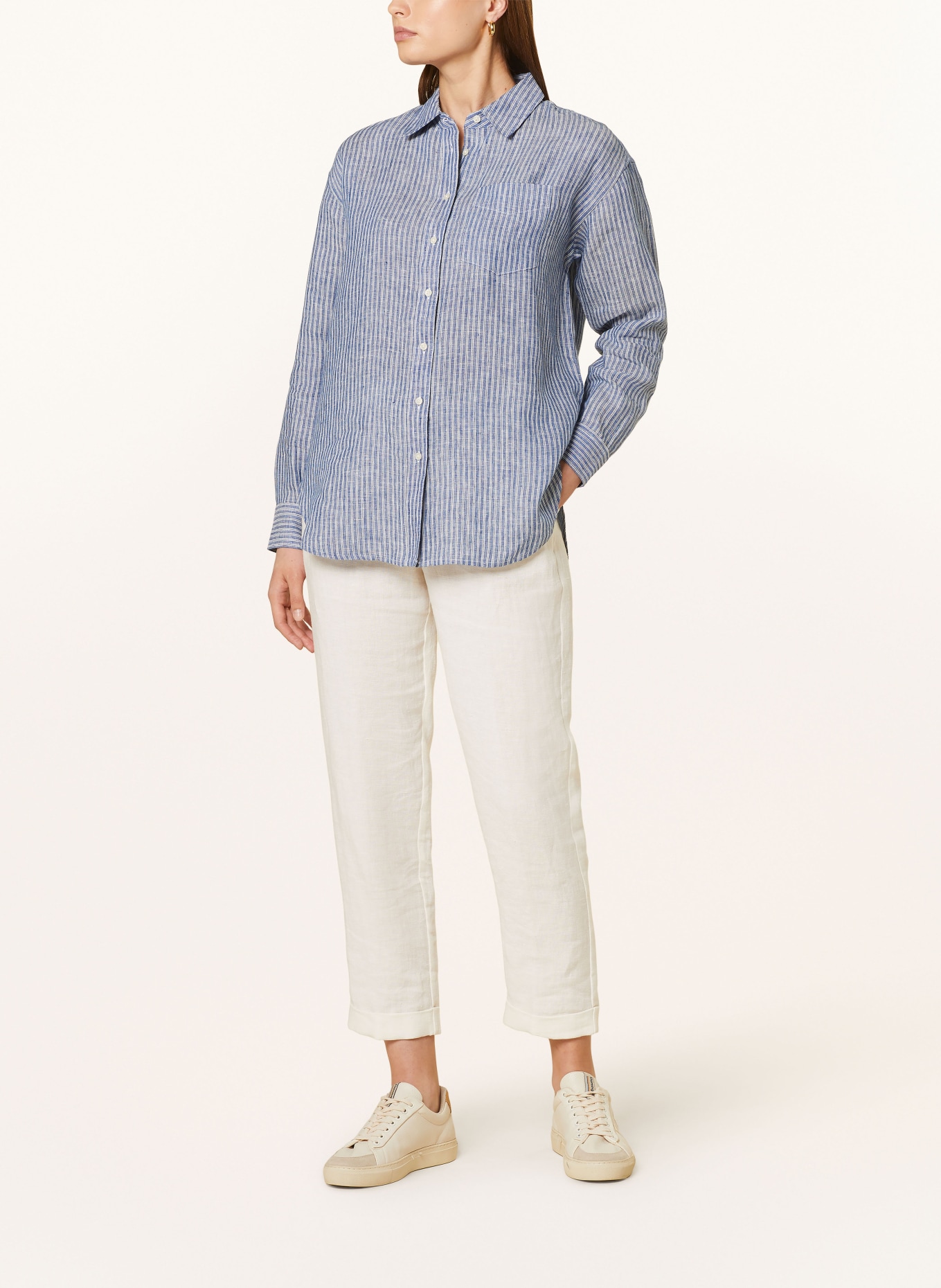 LAUREN RALPH LAUREN Shirt blouse made of linen, Color: BLUE/ WHITE (Image 2)