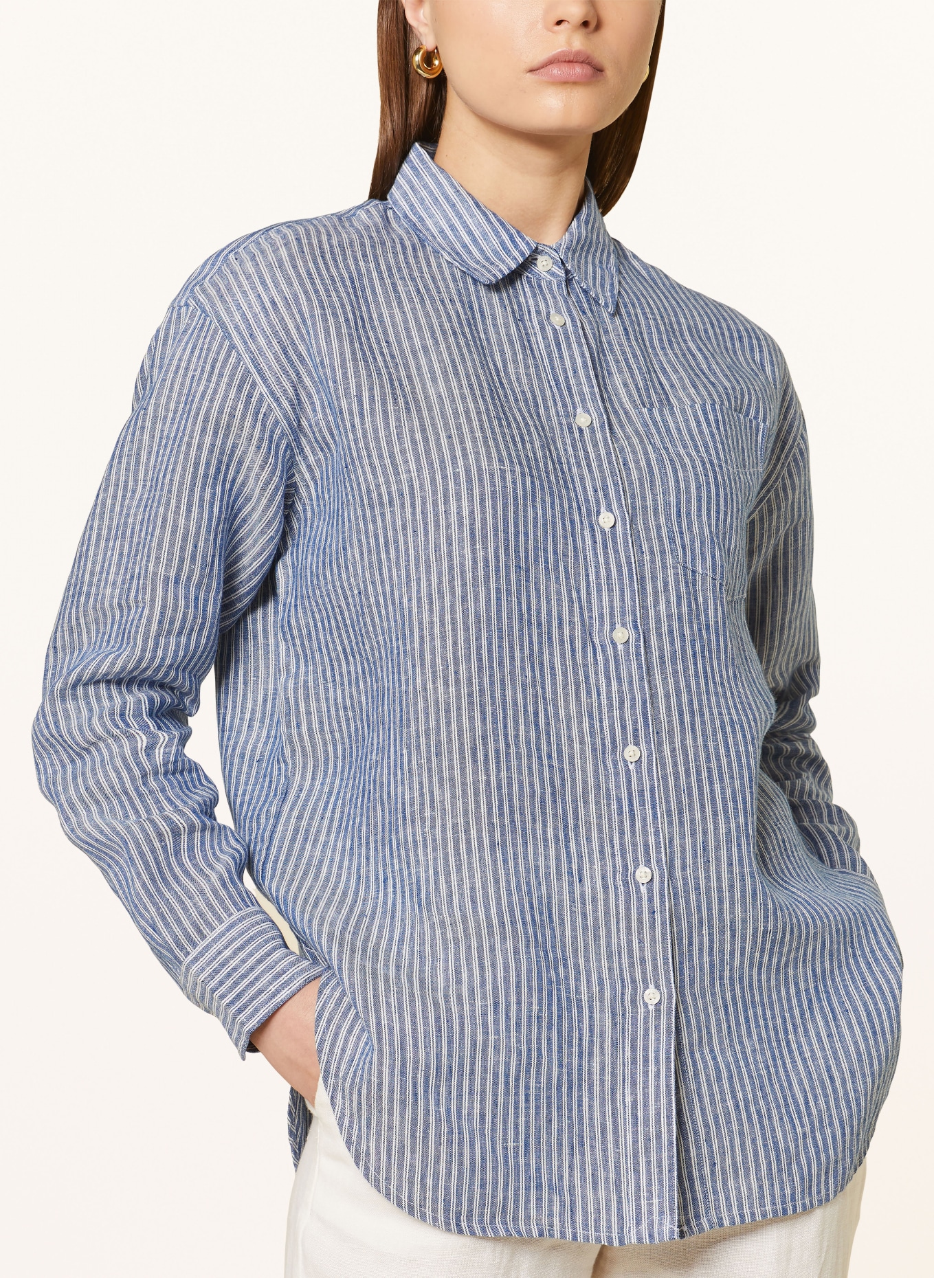 LAUREN RALPH LAUREN Shirt blouse made of linen, Color: BLUE/ WHITE (Image 4)