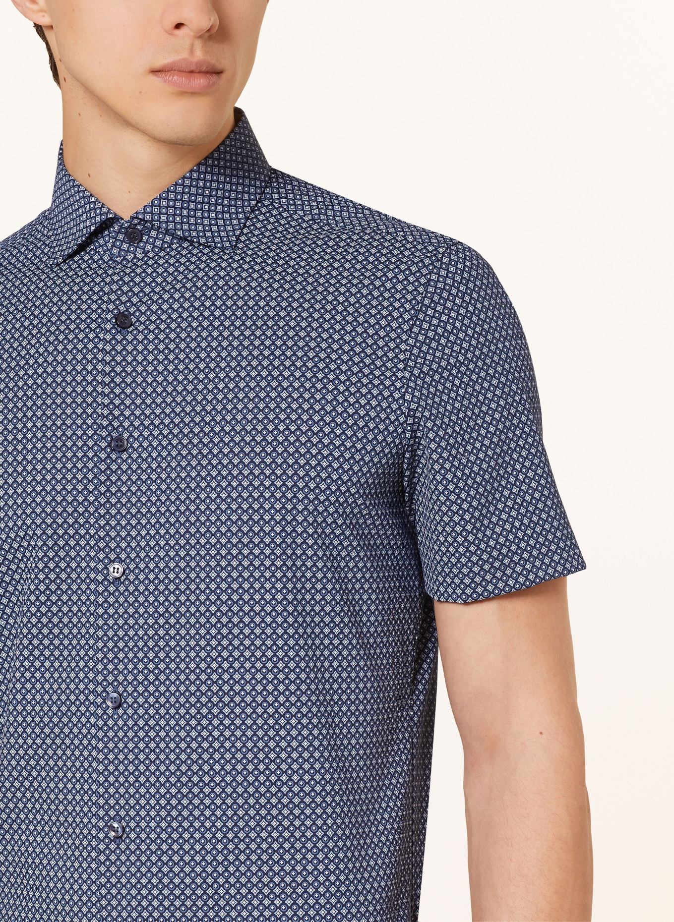 OLYMP Kurzarm-Hemd Level Five body fit: DUNKELBLAU / HELLBLAU / BLAU