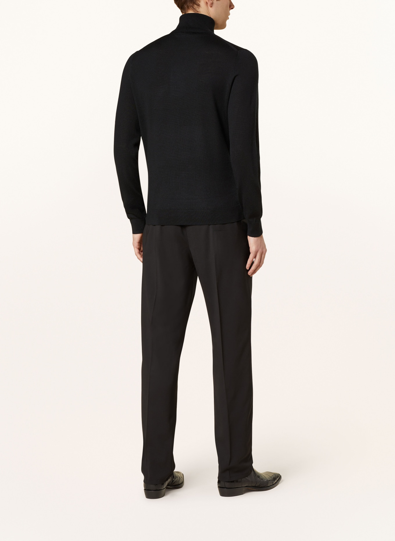 REISS Rollkragenpullover CAINE aus Merinowolle: SCHWARZ