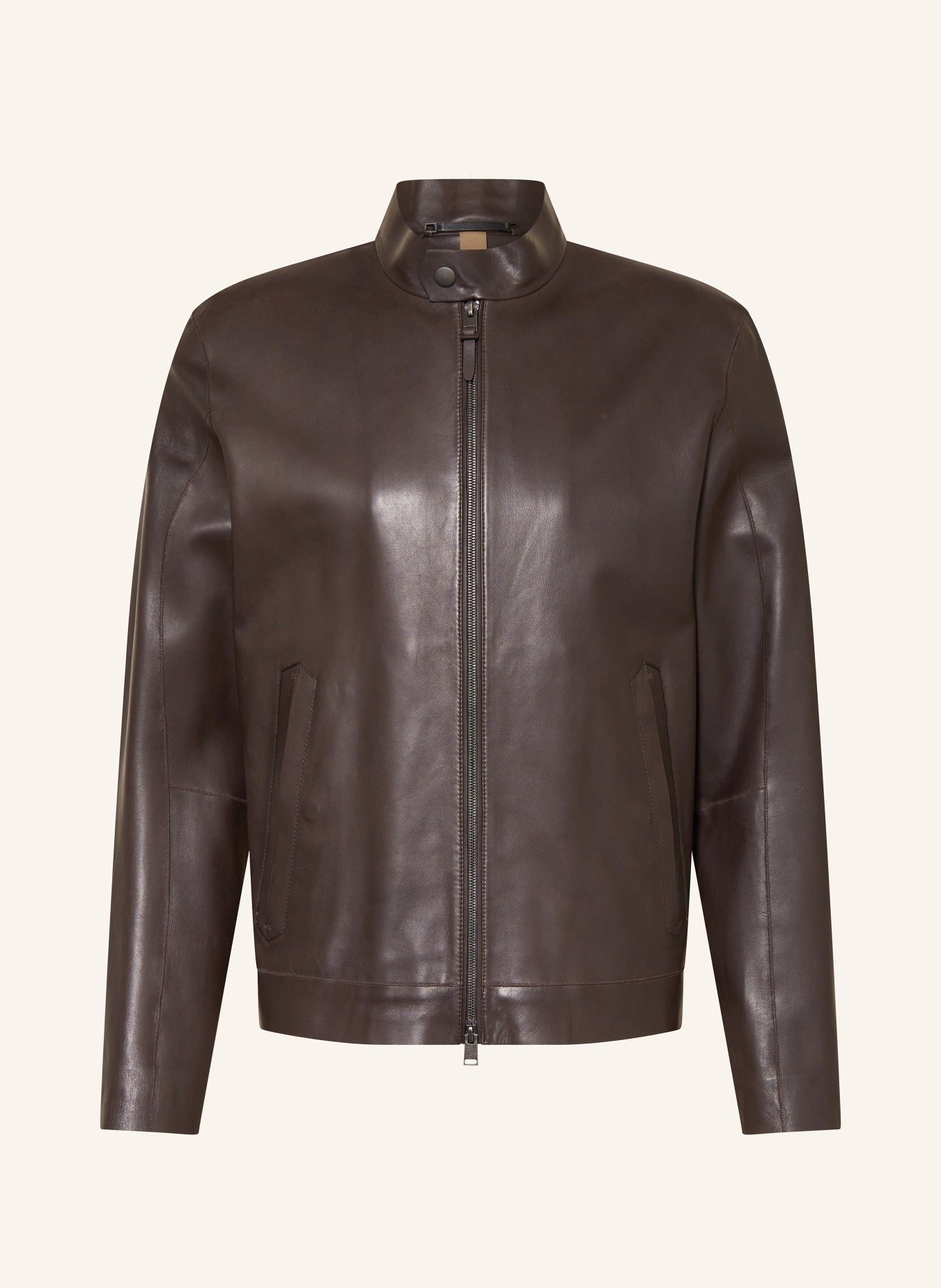 BOSS Leather jacket L-MIKERO, Color: DARK BROWN (Image 1)