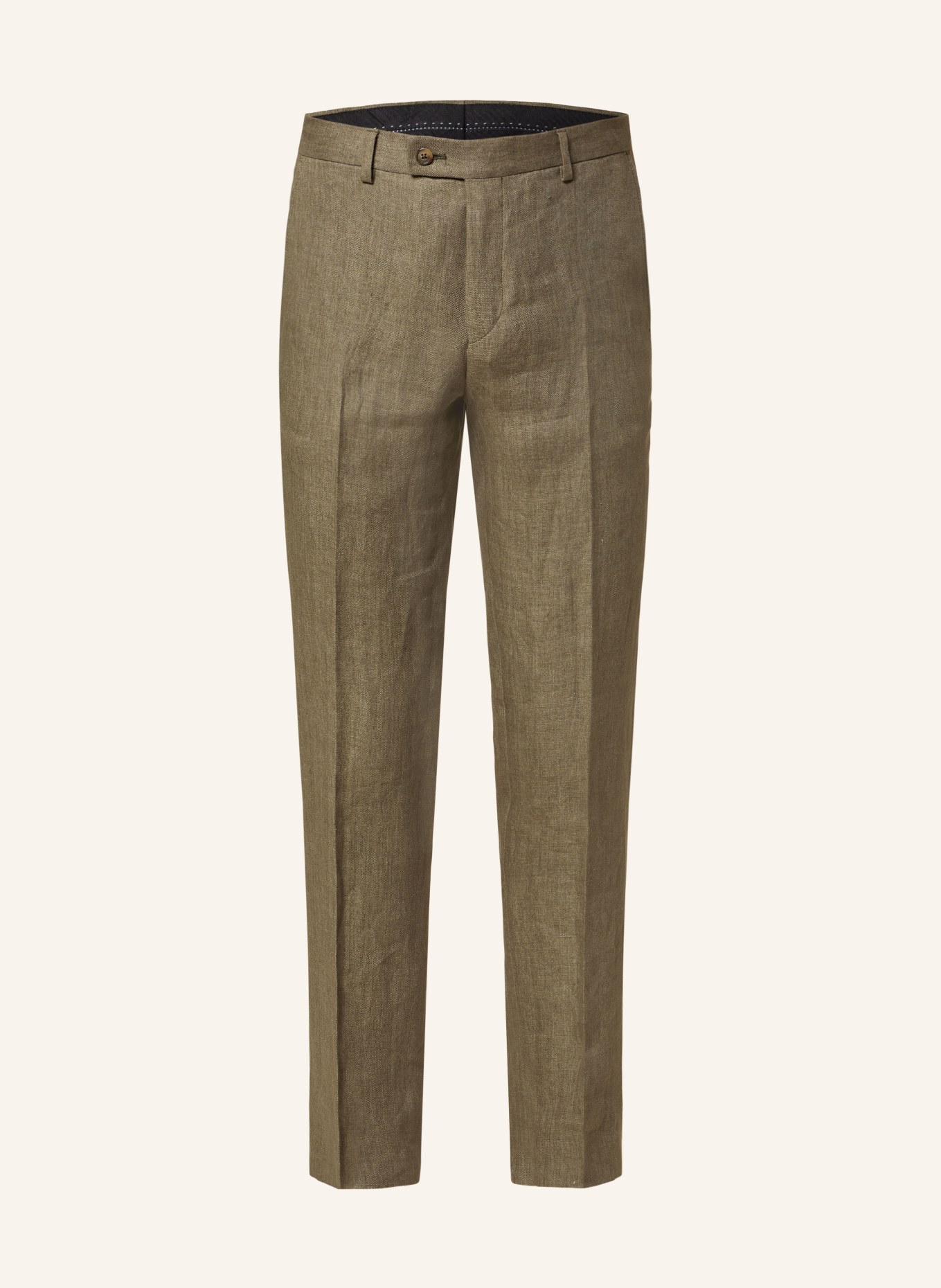 SAND COPENHAGEN Oblekové kalhoty CRAIG Regular Fit ze lnu, Barva: 350 OLIVE (Obrázek 1)