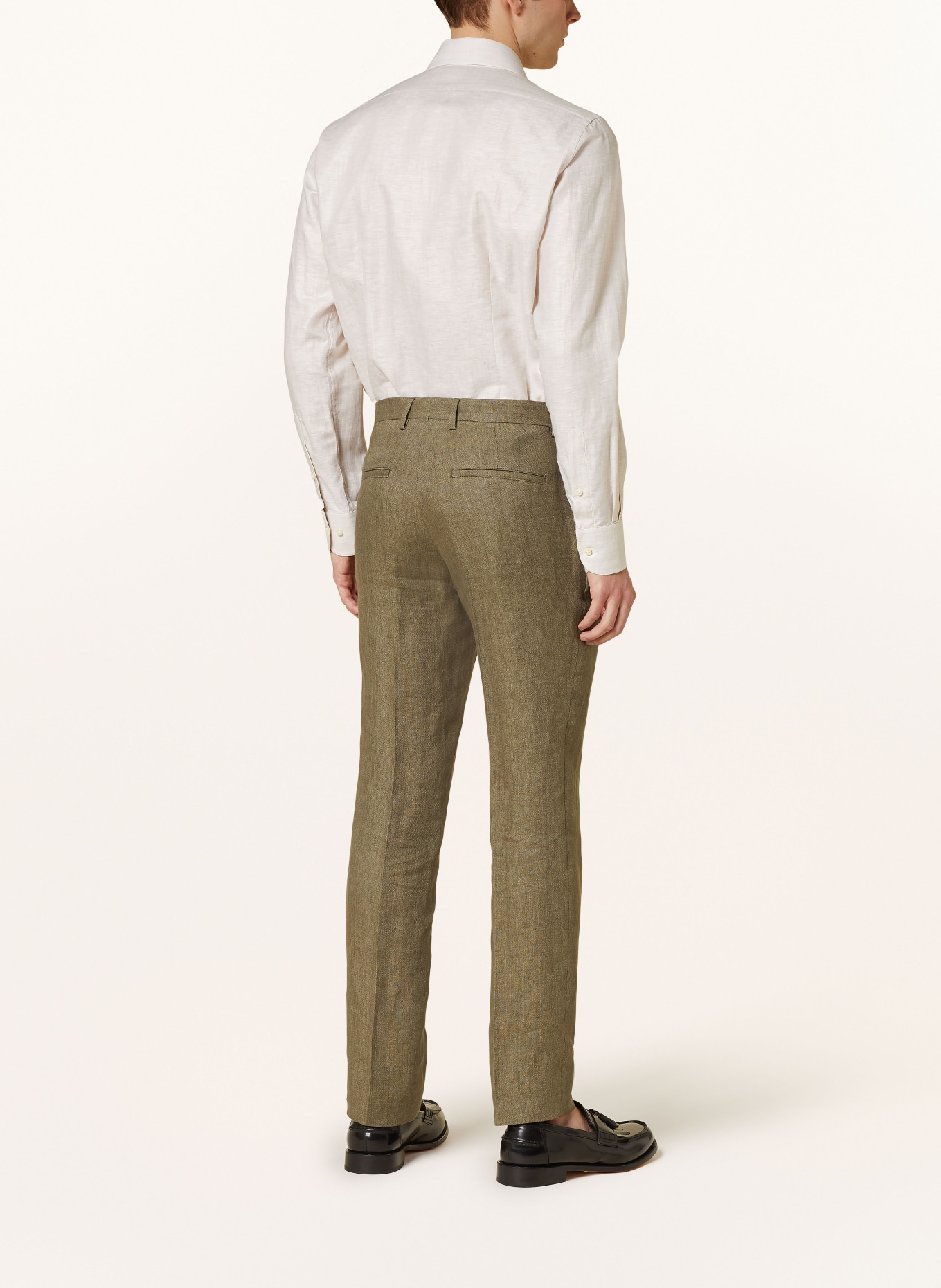 SAND COPENHAGEN Oblekové kalhoty CRAIG Regular Fit ze lnu, Barva: 350 OLIVE (Obrázek 4)