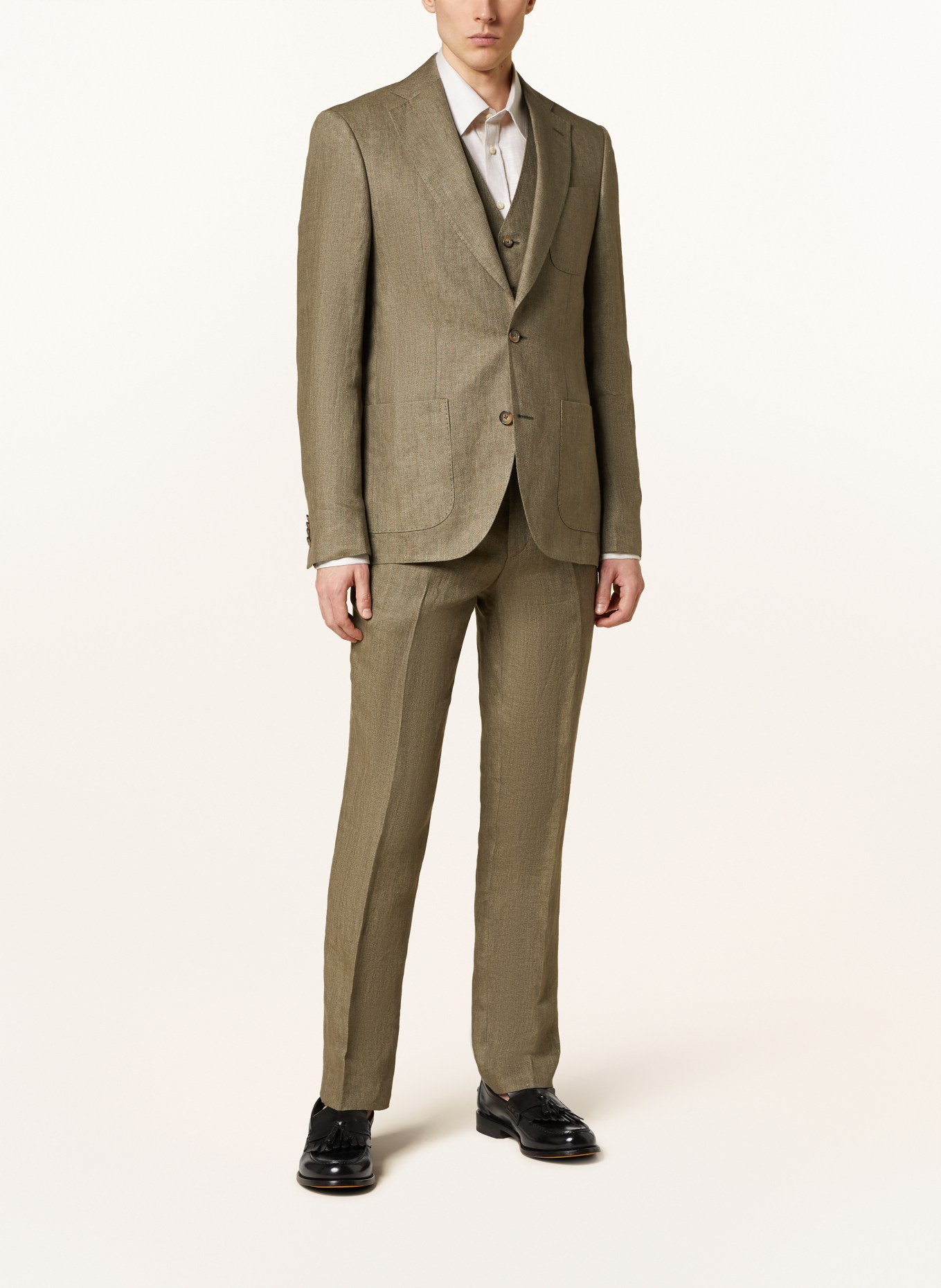 SAND COPENHAGEN Oblekové sako STAR NAPOLI Modern Fit ze lnu, Barva: 350 OLIVE (Obrázek 2)