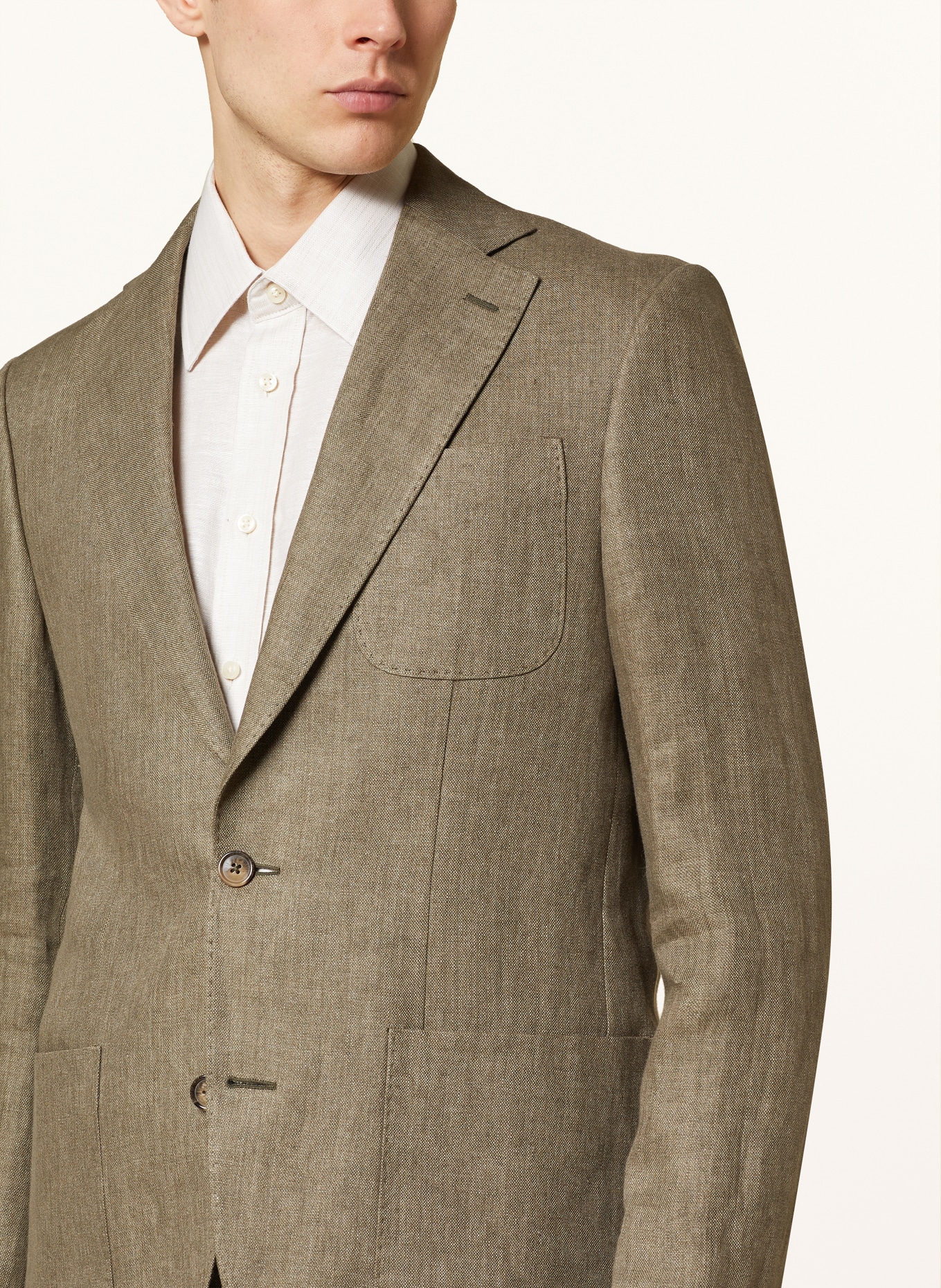 SAND COPENHAGEN Oblekové sako STAR NAPOLI Modern Fit ze lnu, Barva: 350 OLIVE (Obrázek 5)