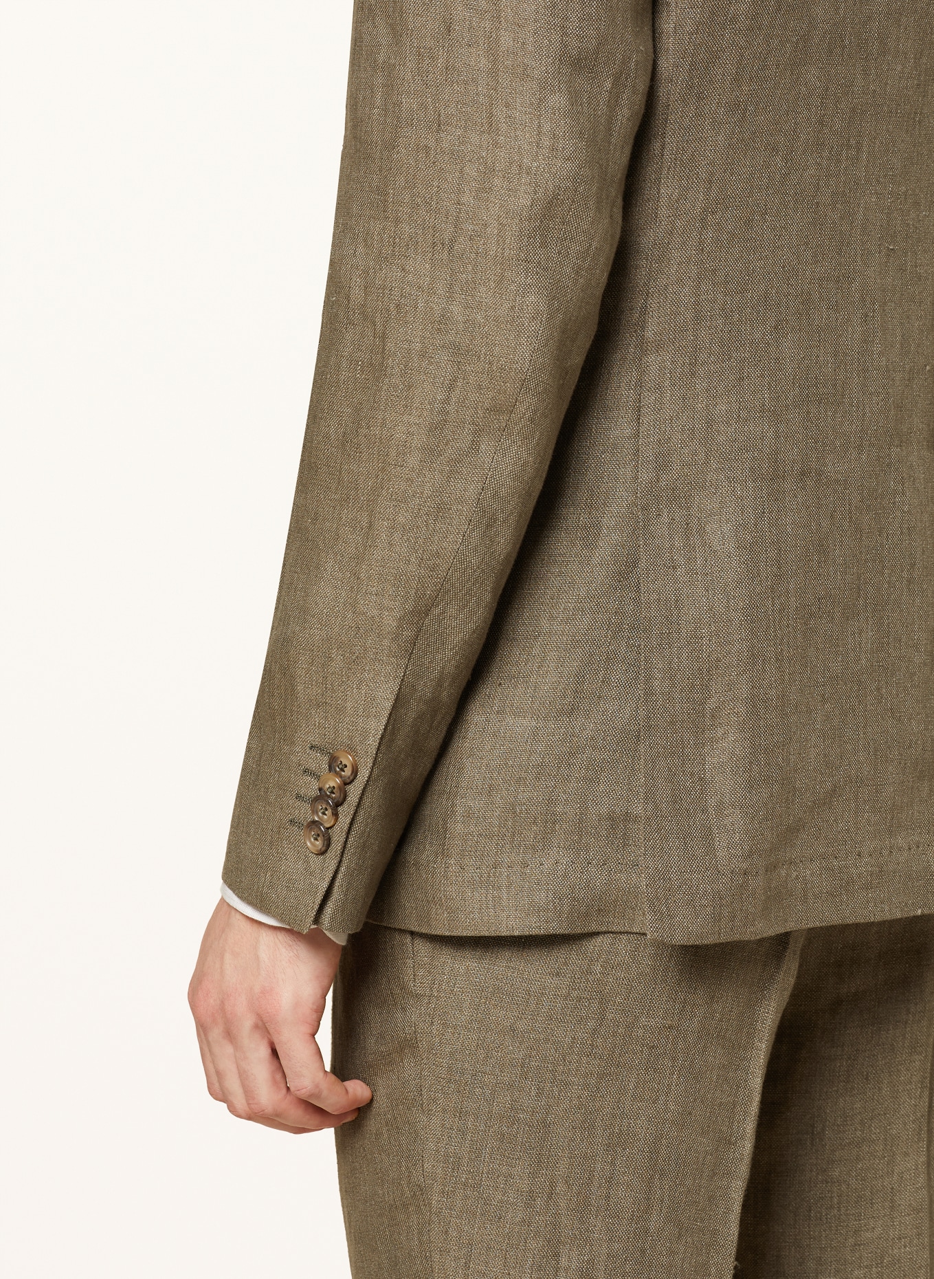 SAND COPENHAGEN Oblekové sako STAR NAPOLI Modern Fit ze lnu, Barva: 350 OLIVE (Obrázek 6)