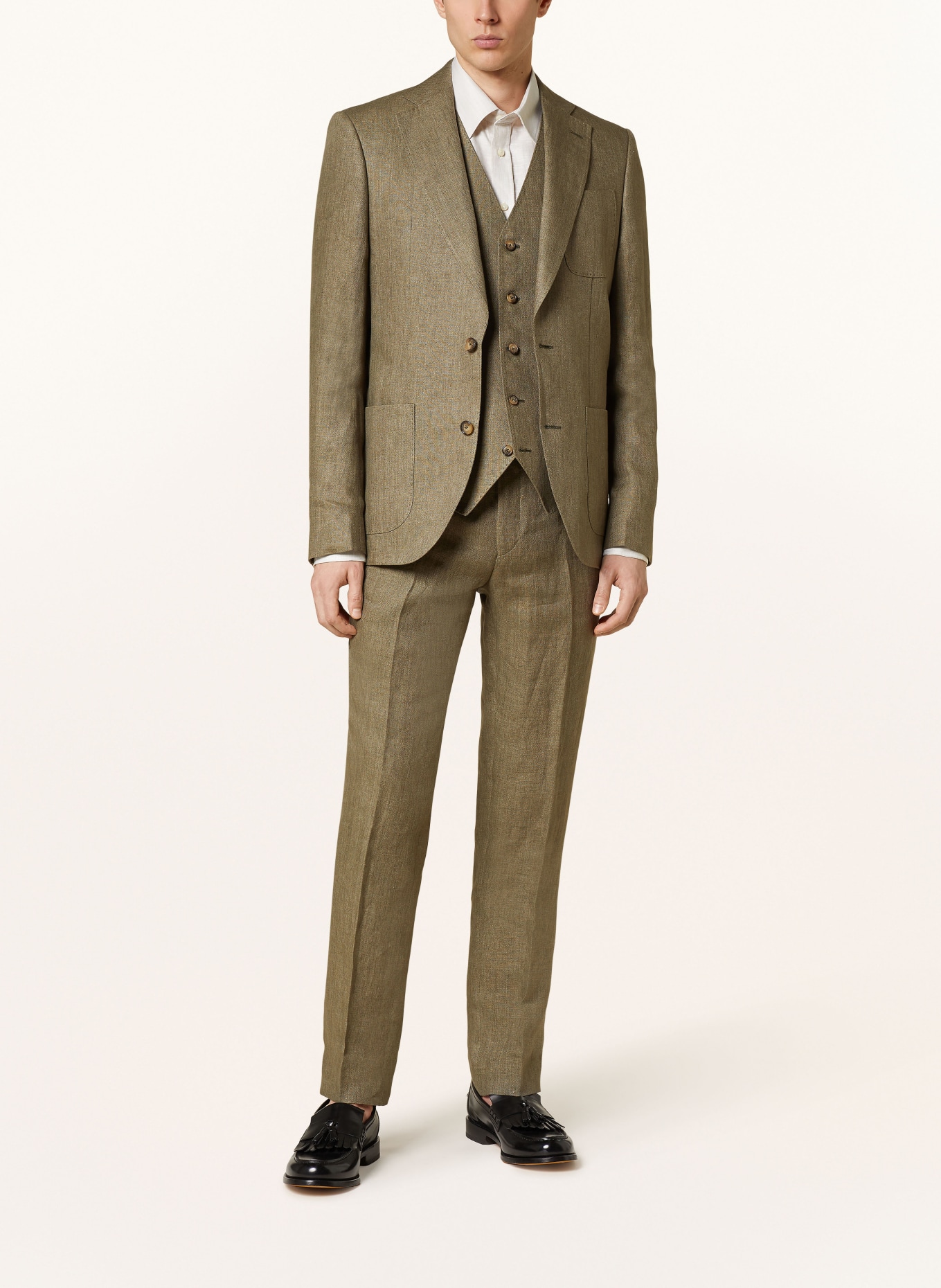 SAND COPENHAGEN Anzugweste ALFORD Extra Slim Fit aus Leinen, Farbe: 350 OLIVE (Bild 2)