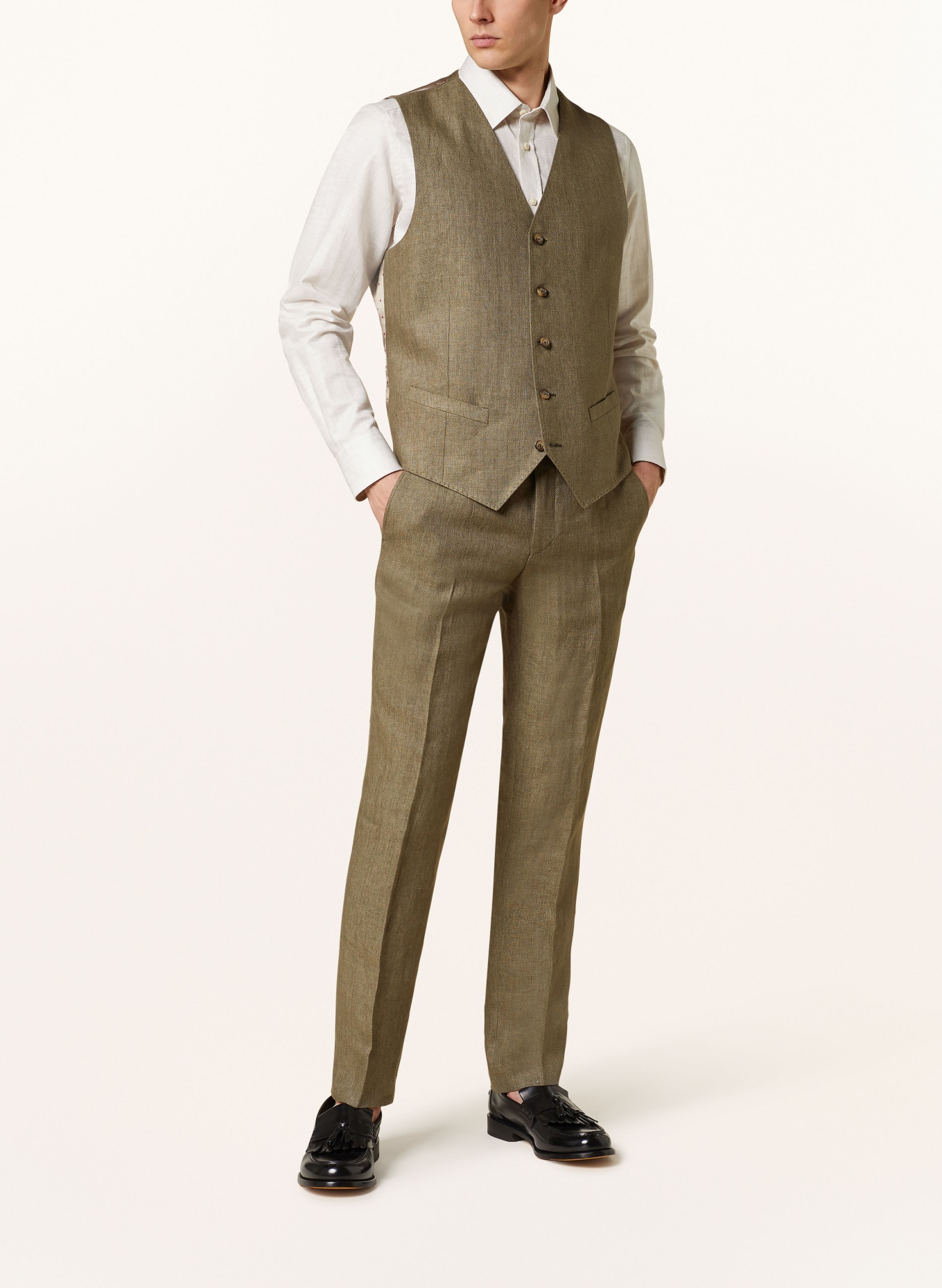SAND COPENHAGEN Anzugweste ALFORD Extra Slim Fit aus Leinen, Farbe: 350 OLIVE (Bild 3)