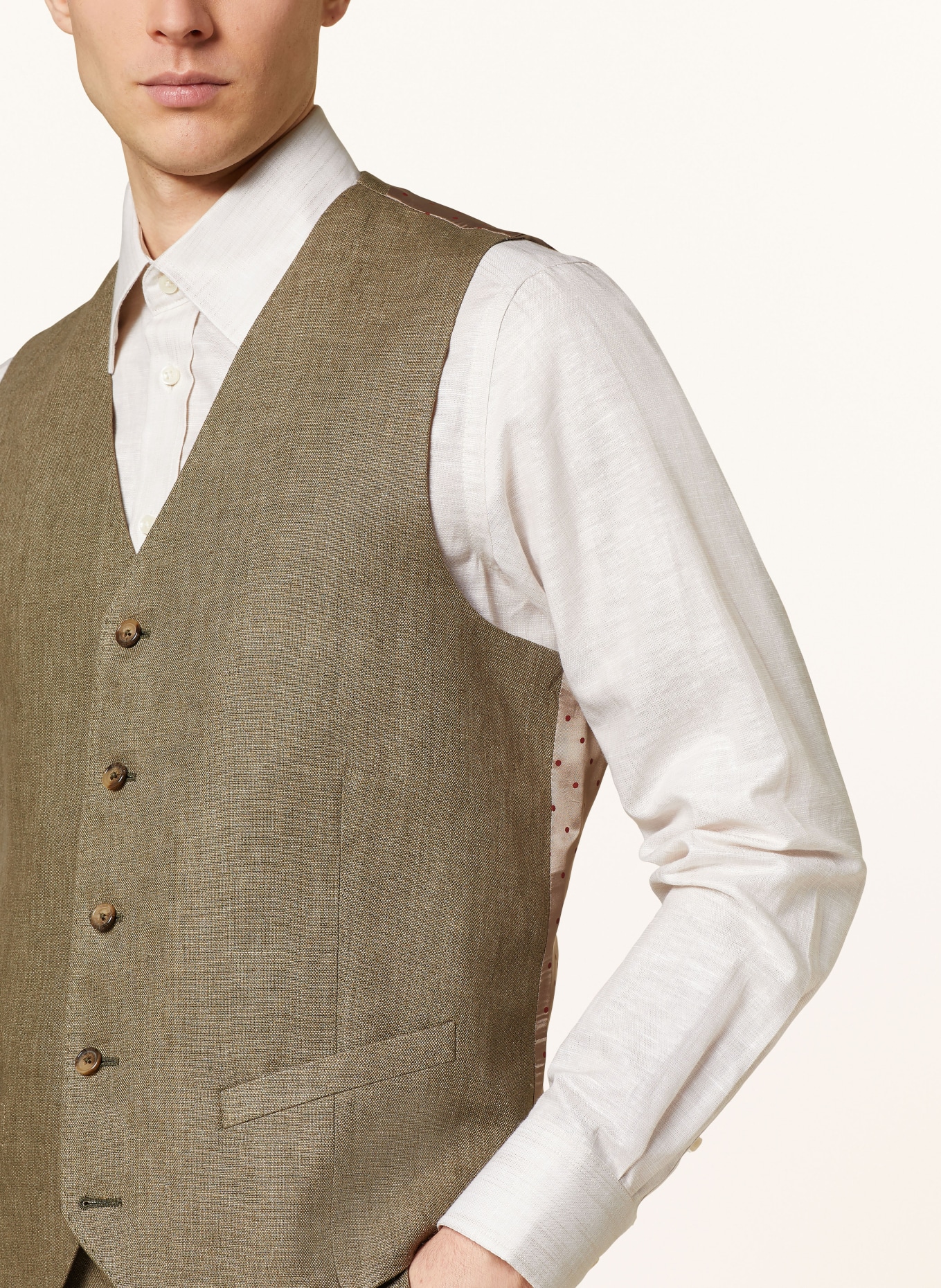 SAND COPENHAGEN Suit vest ALFORD extra slim fit made of linen, Color: 350 OLIVE (Image 5)