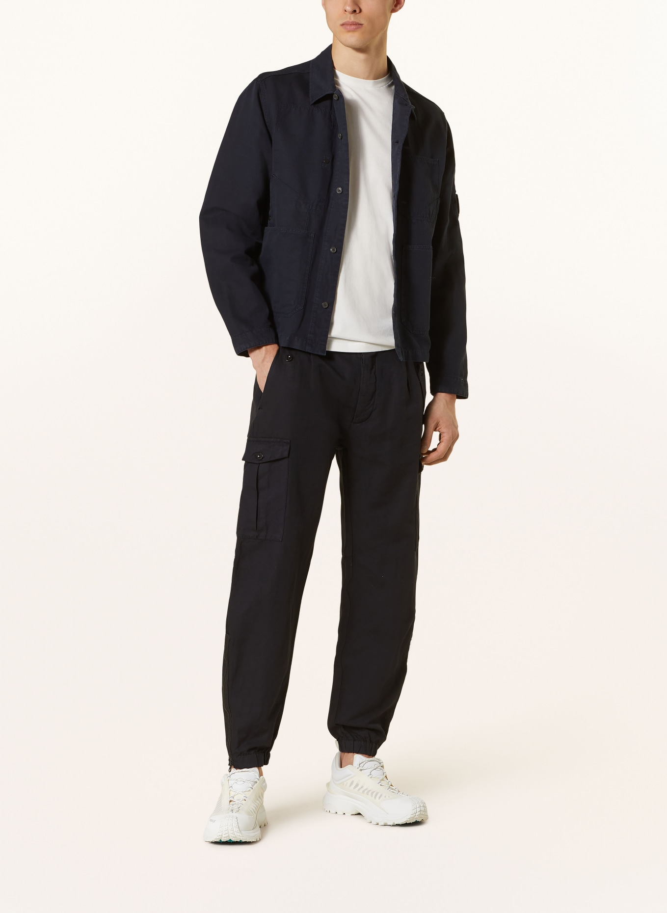 C.P. COMPANY Cargo pants extra slim fit with linen, Color: DARK BLUE (Image 2)