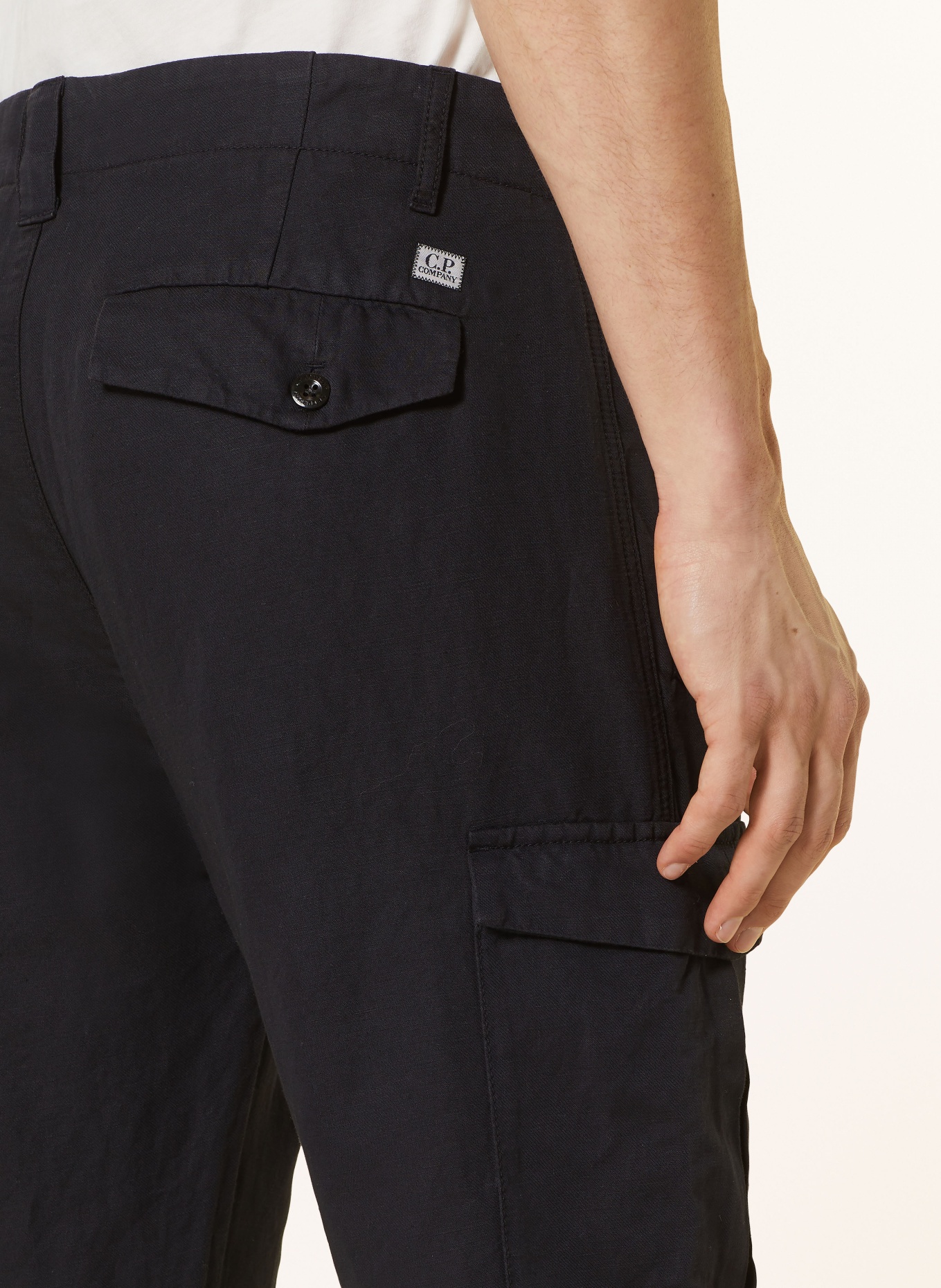 C.P. COMPANY Cargo pants extra slim fit with linen, Color: DARK BLUE (Image 5)